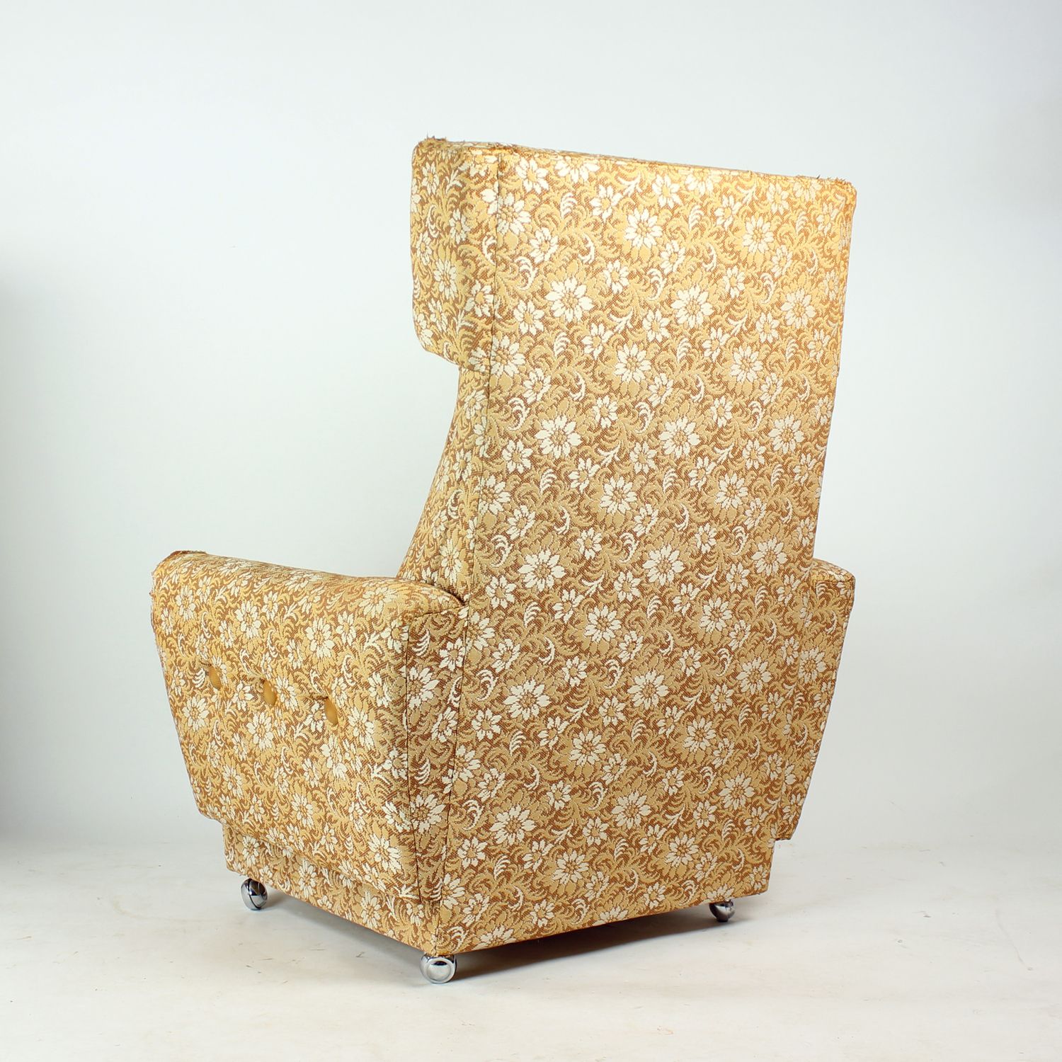 Midcentury Wingchair On Wheels By Antonin šuman For Ton, Czechoslovakia 1960s photo 420.0