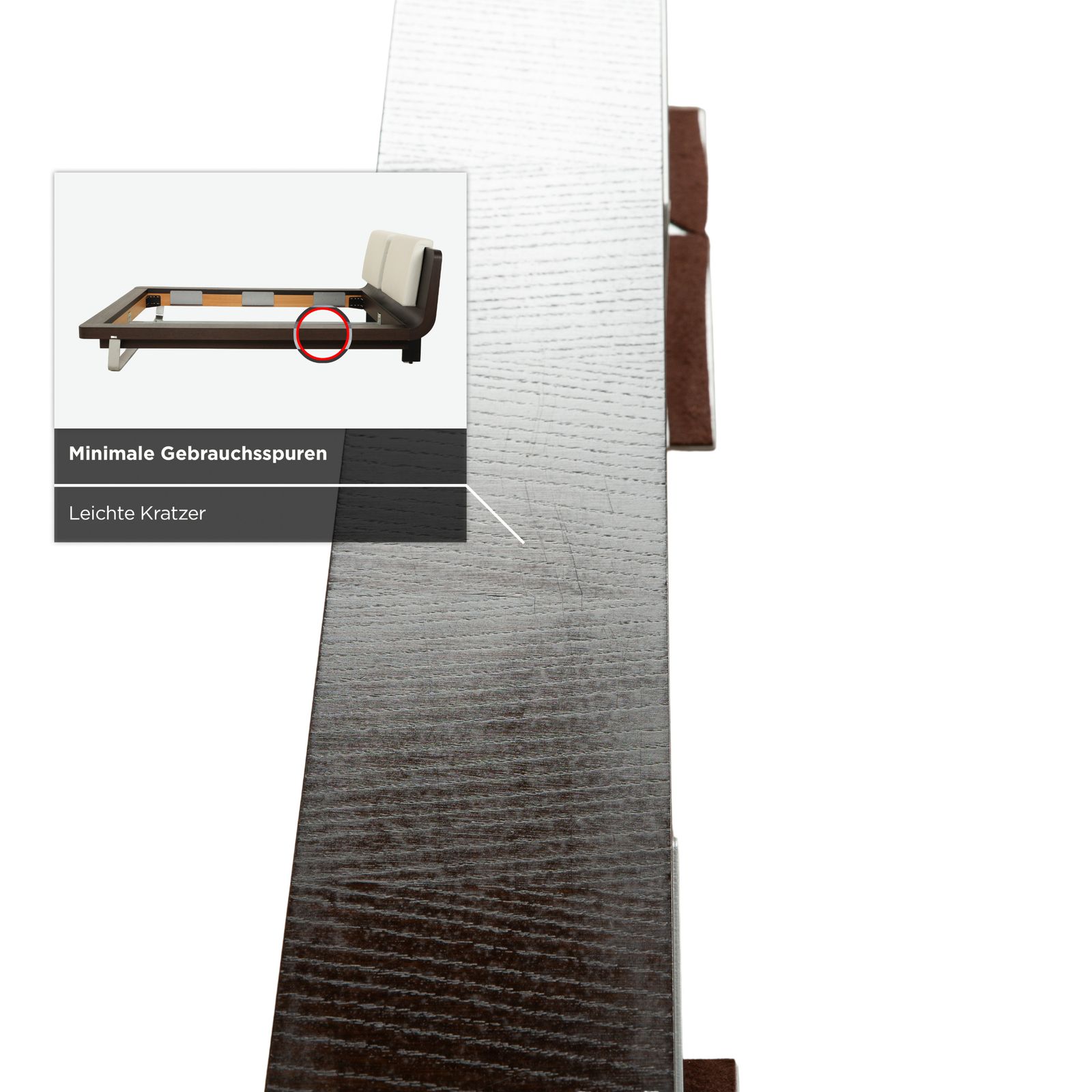 photo furniture Hülsta Tamis Houten Leren Bed Donkerbruin 160x200 Nachtkastjes