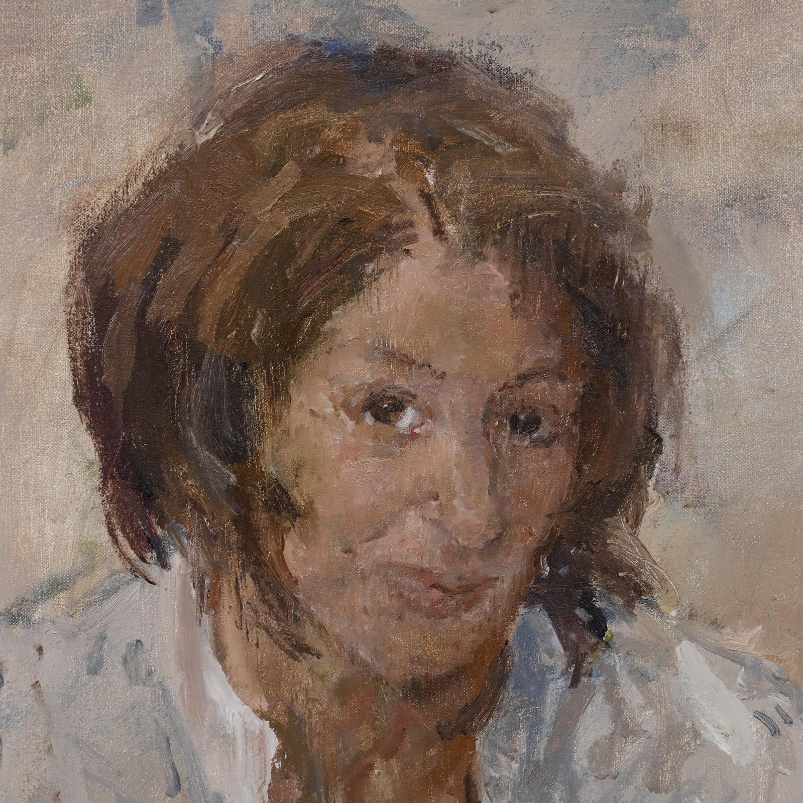 Attrib. Tom Coates Rba (1941 2023) Contemporary Oil, Portrait Of A Woman photo Art