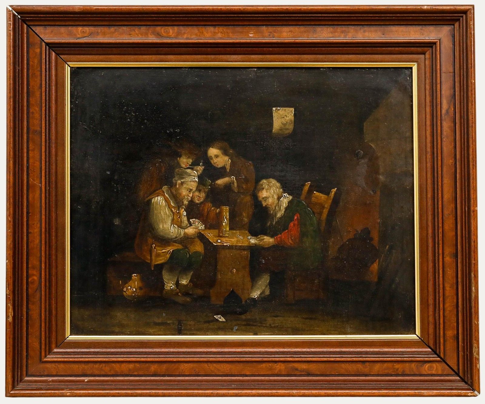 Framed 19th Century Oil A Game Of Cards At The Inn