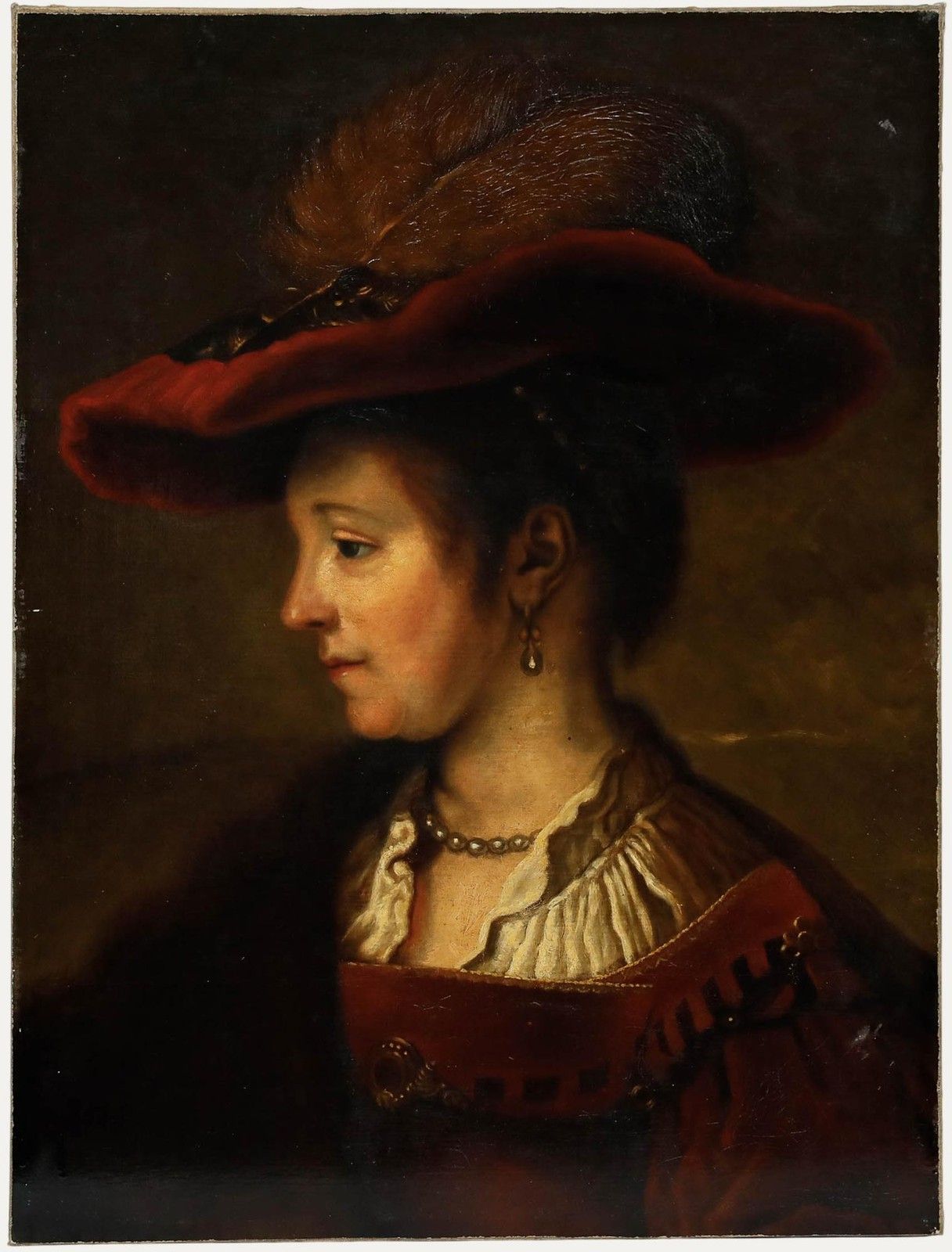 Marguerite Diericke After Rembrandt 1883 Oil, Saskia Van Uylenburgh