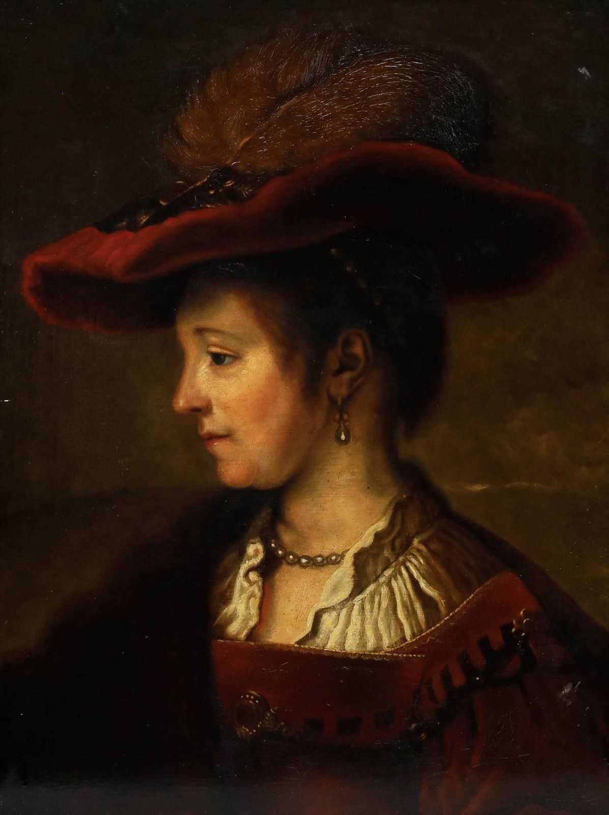 Marguerite Diericke After Rembrandt 1883 Oil, Saskia Van Uylenburgh photo furniture