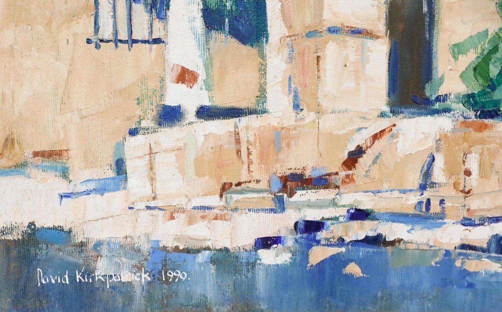 David Kirkpatrick Framed Contemporary Oil, Château View With Stone Fountain photo vinterior