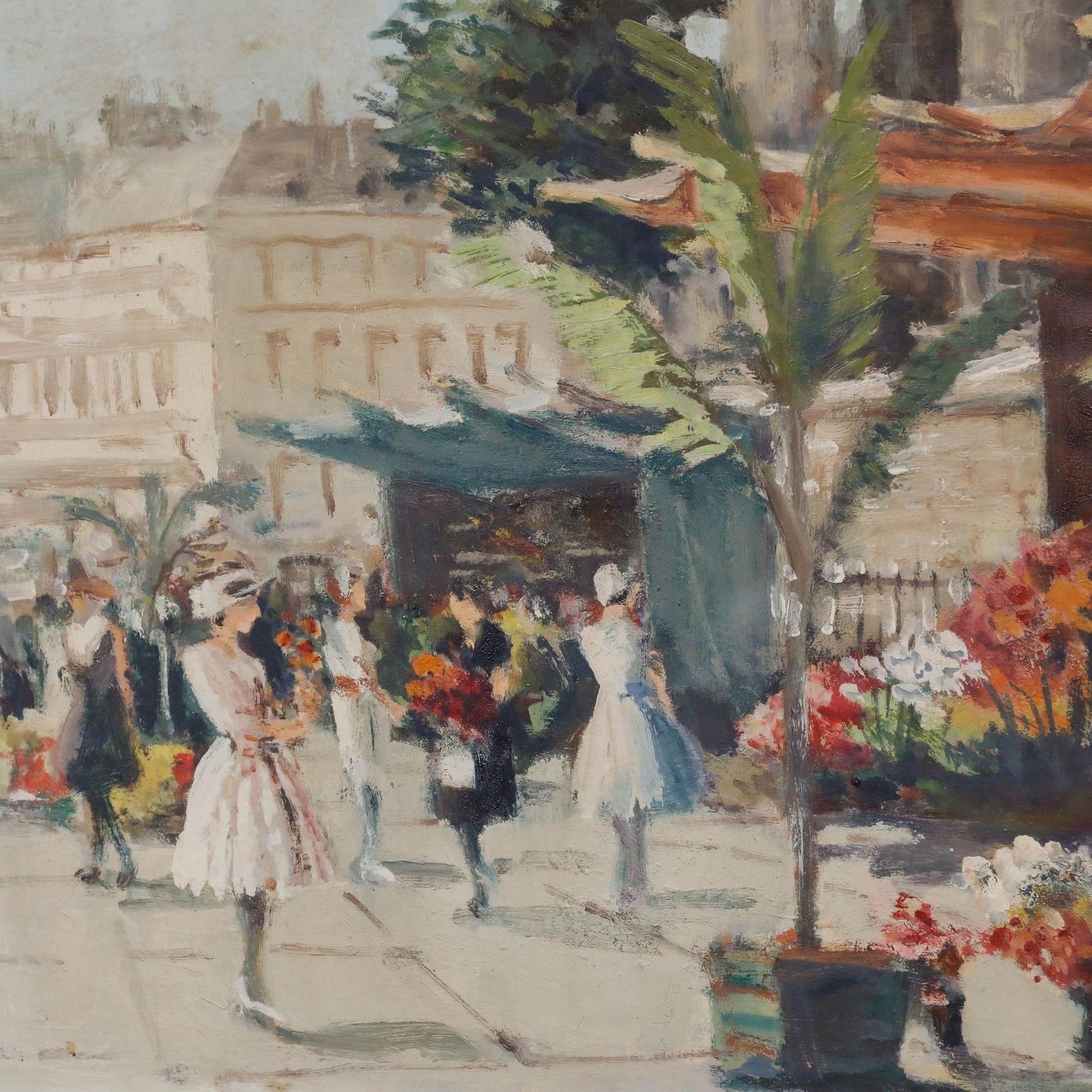William Scudder Framed Mid 20th Century Oil, Flower Walk, Paris photo 395.0