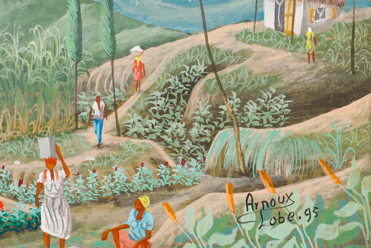 Arnoux Lobe Framed Haitian School 20th Century Oil, Crop Rotation photo vinterior