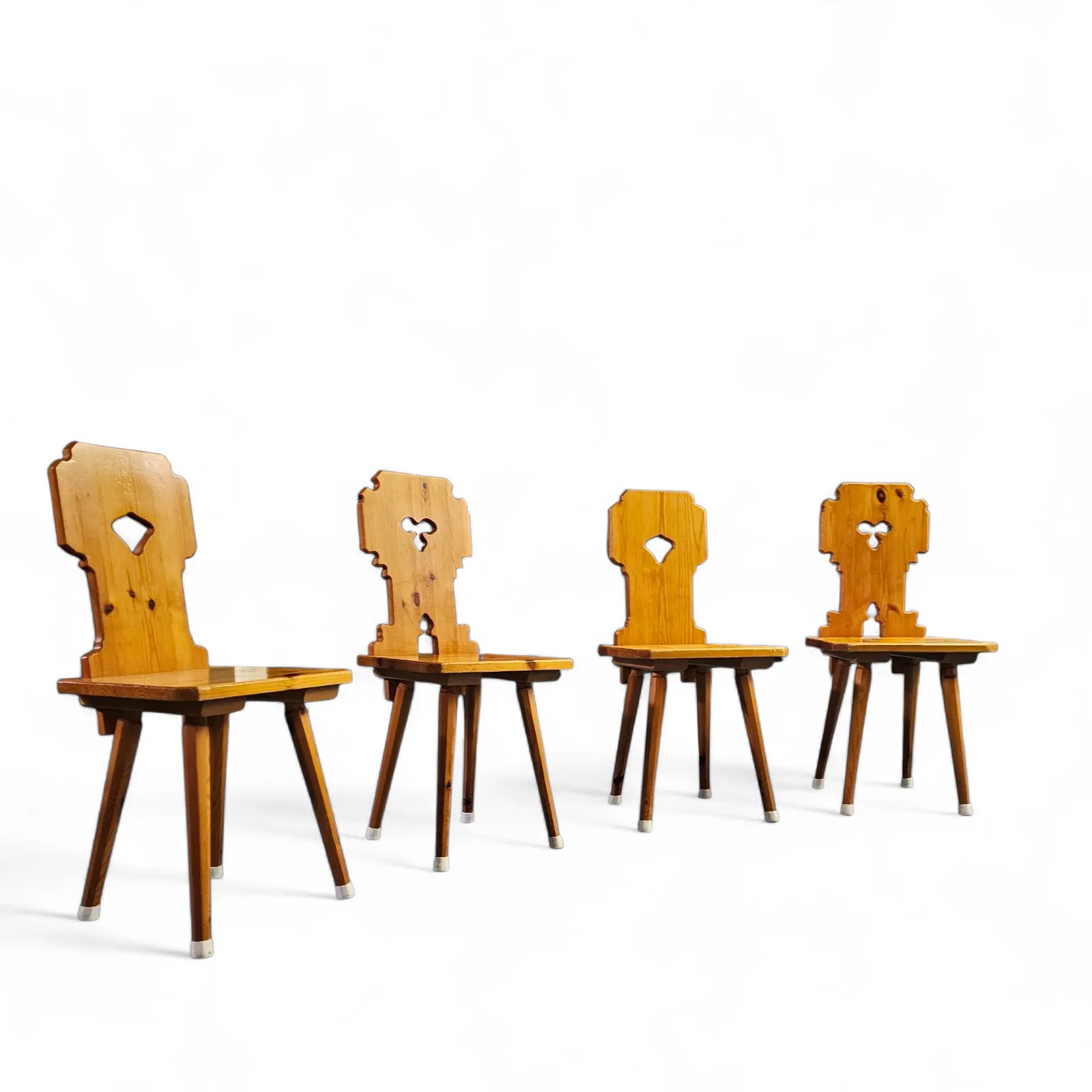 4 X Folk / Tyroler / Pine Wood Chairs / 1970 photo 972.0