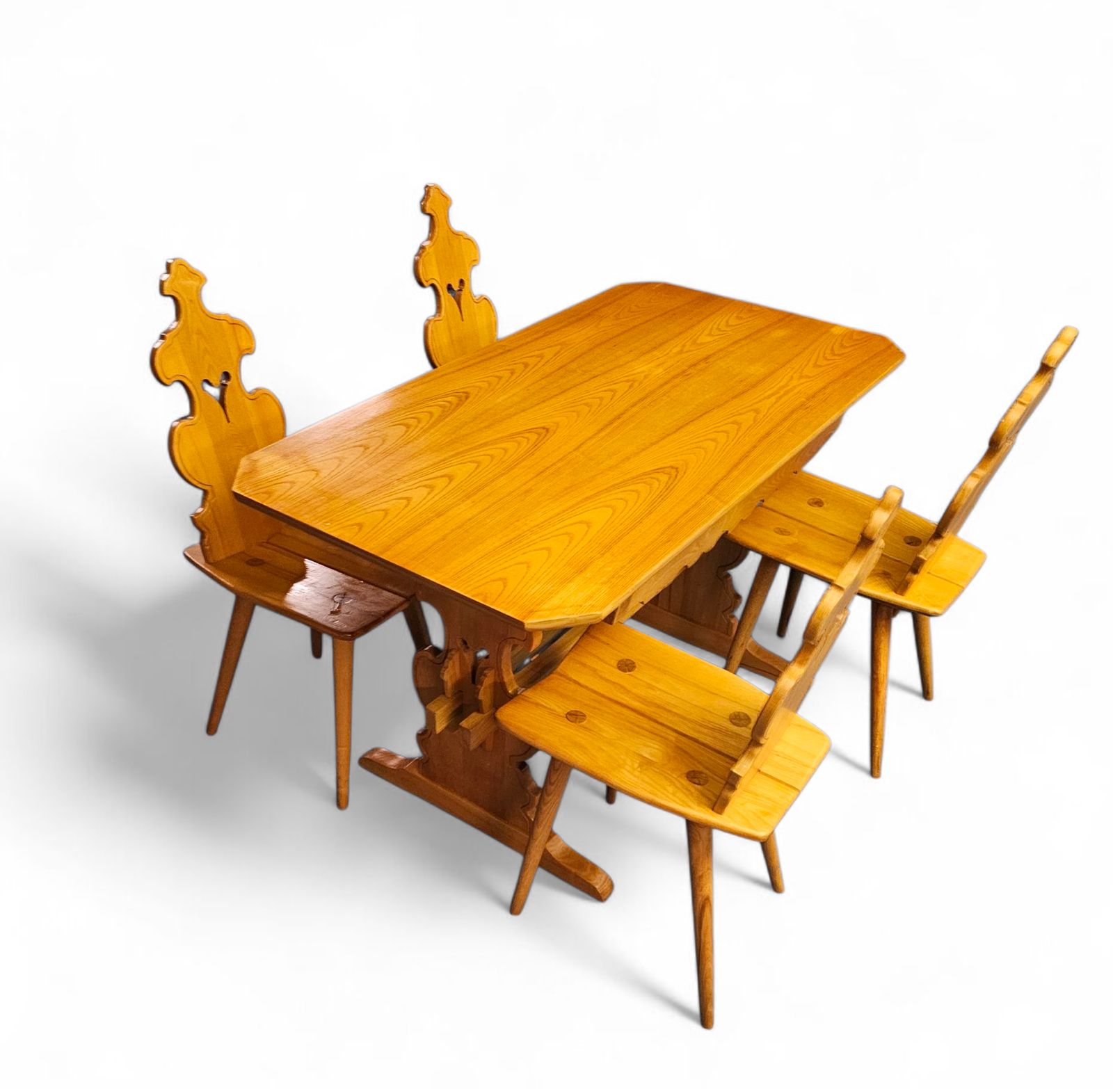 Cepelia Tiroler Chairs / Table / Set Of 5 / Poland 1960s / Marked photo buy