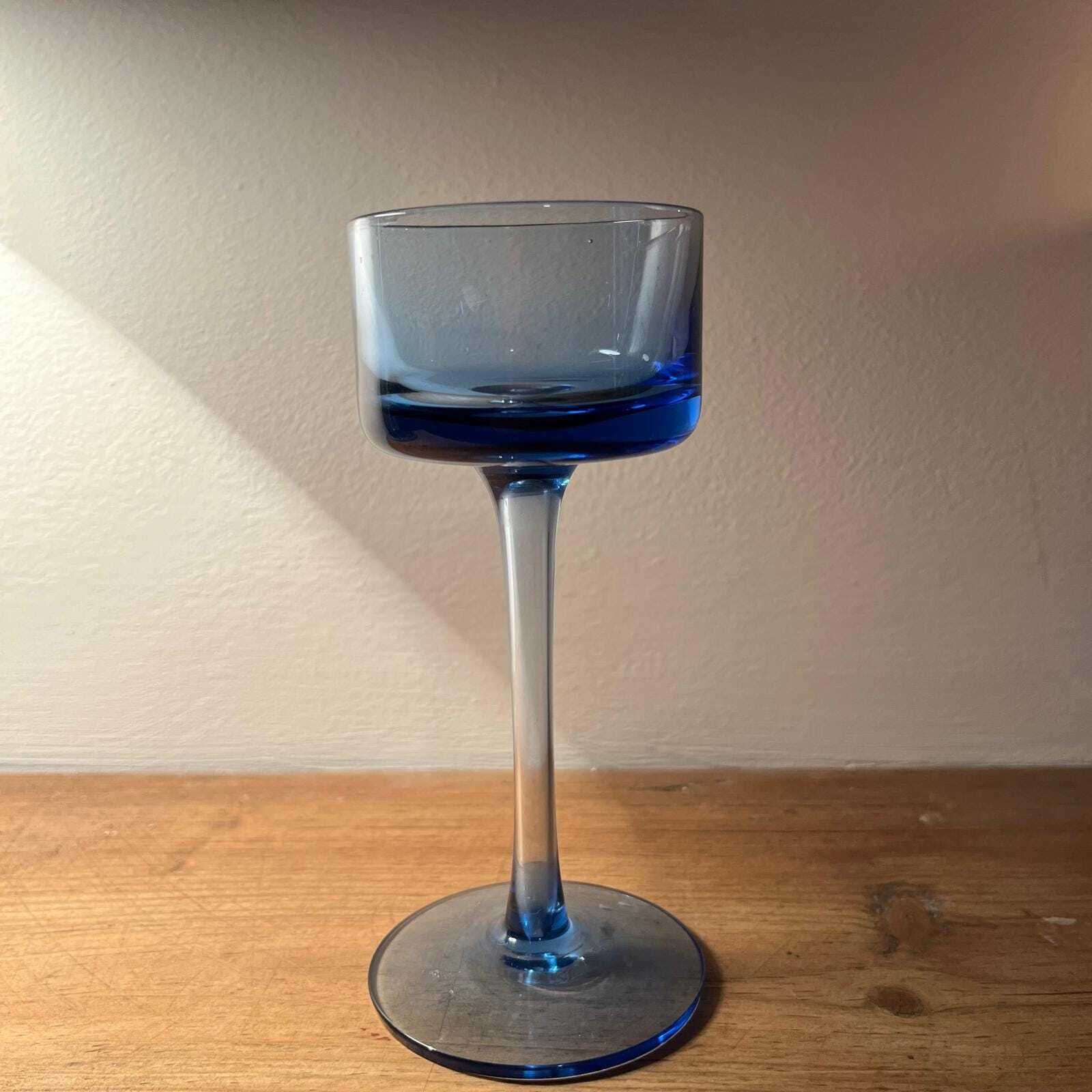 Wedgewood Sheringham Vintage Blue Glass Candle Stick Holder photo furniture