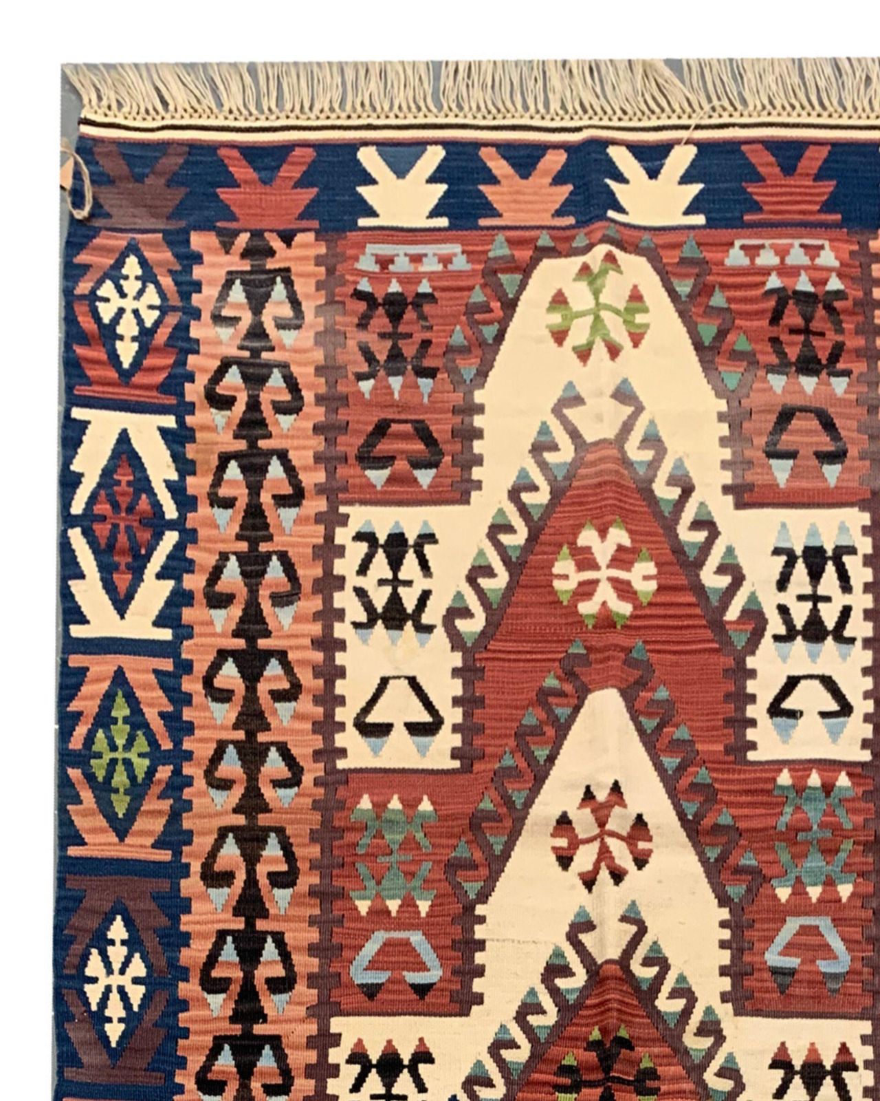 Antique Turkish Kilim Rug, Terracotta Chevron & Geometric Wool Flatweave photo 1675.0
