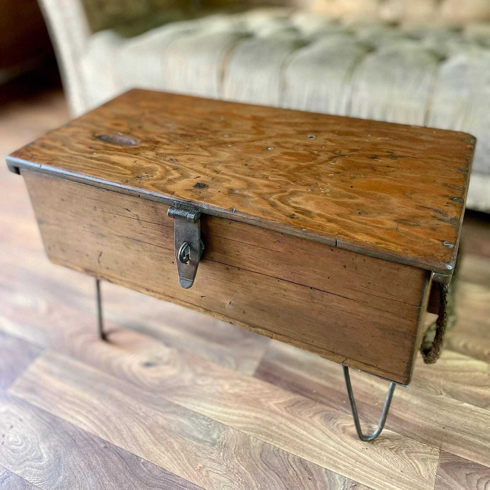 Vintage Military Chest Coffee Table Tv Stand: Restored Beech & Oak Chest photo 195.0