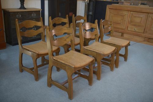 Set Of 6 Chairs In The Taste Of Guillerme Et Chambron 1950's photo for sale