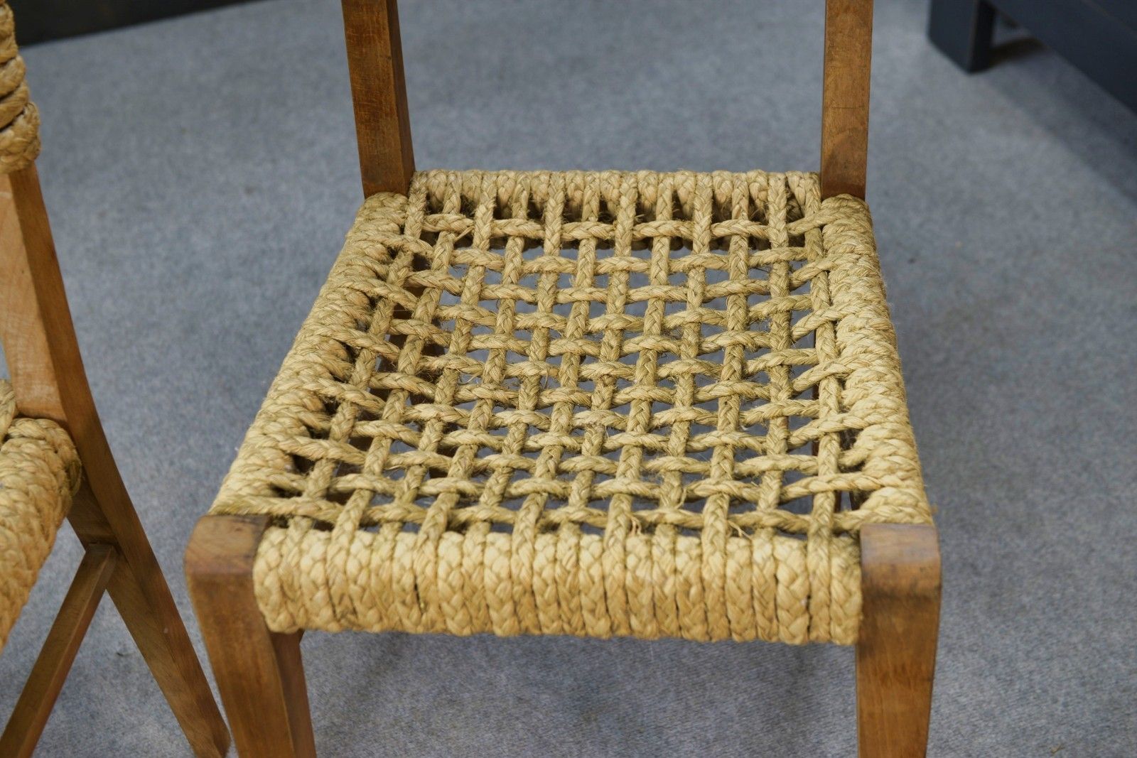 Set Of 6 Woven Rope Chairs By Adrien Audoux & Frida Minet 1940's photo 5296.0