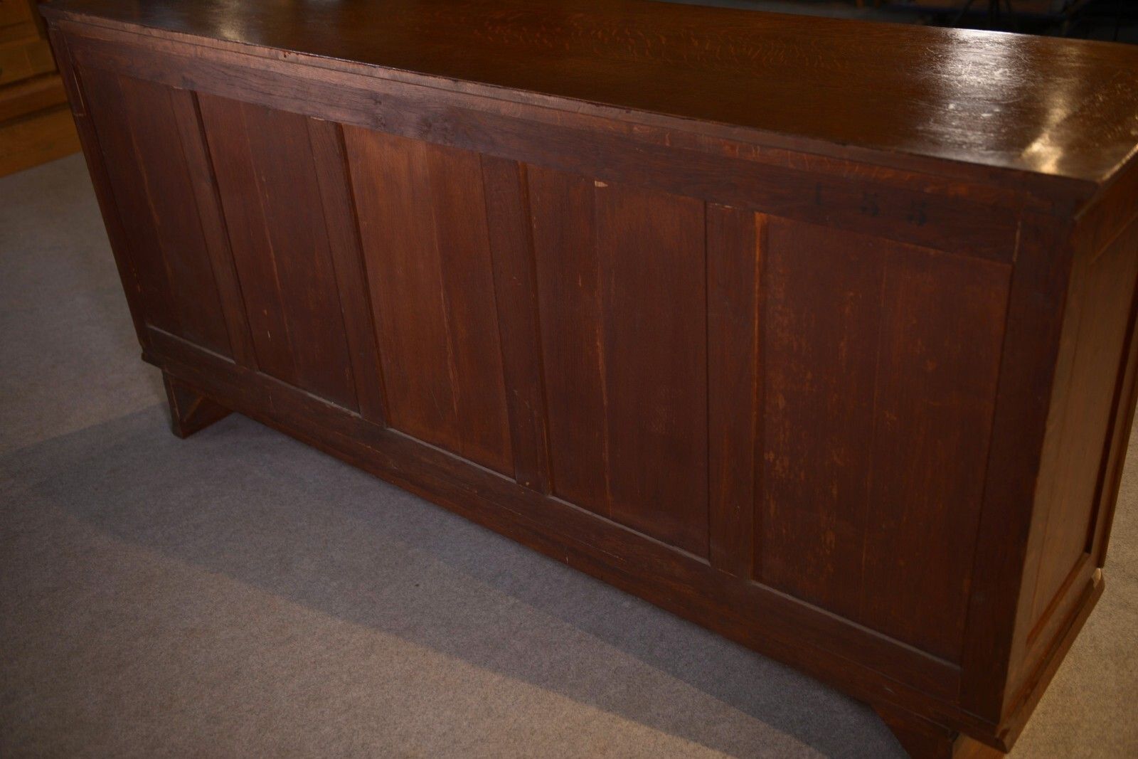 1324.0 1950's Solid Oak 3 Door Sideboard Curved Feet photo