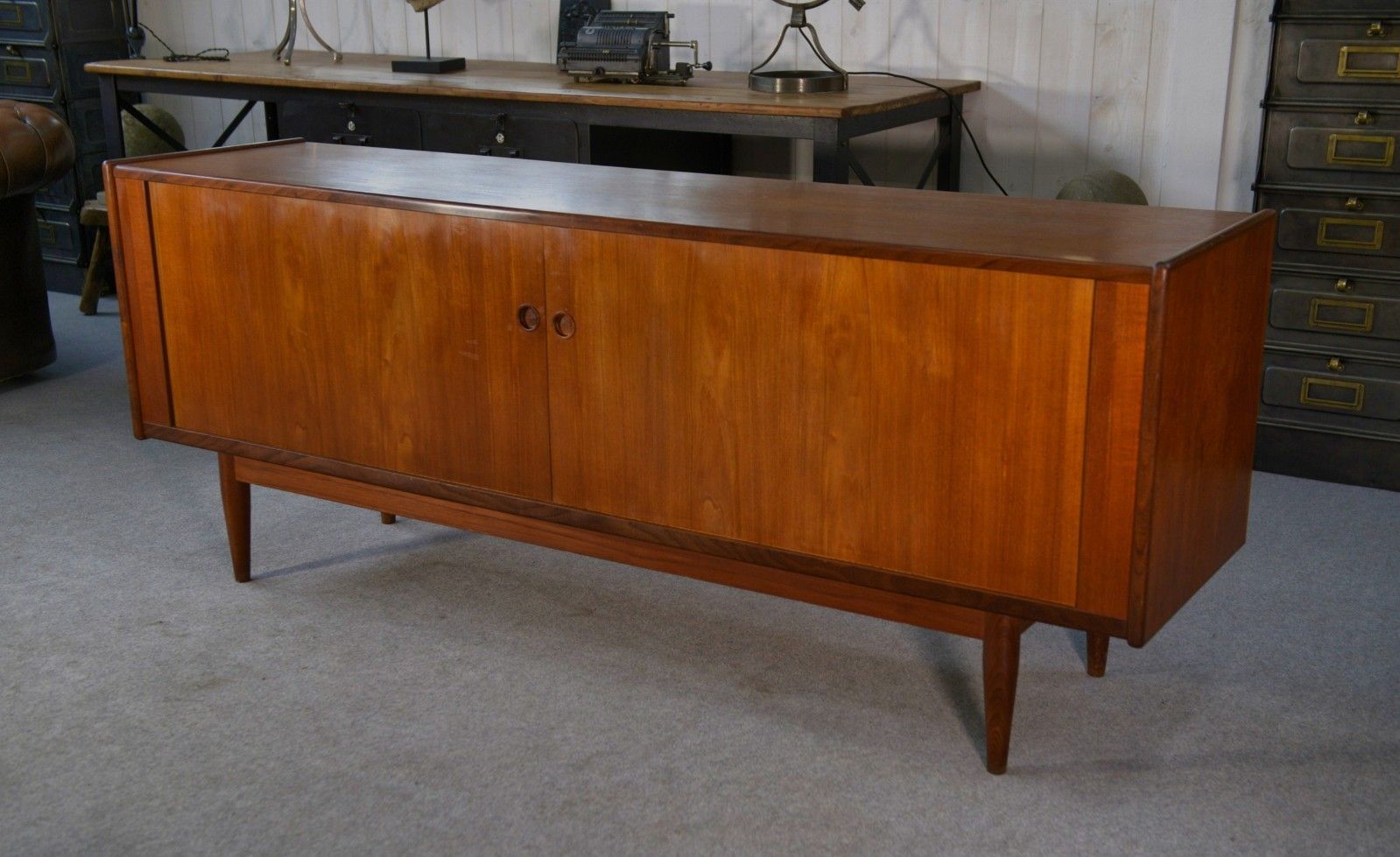 Scandinavian Teak Sliding Door Row By Svend Aage Larsen 1960's photo vinterior