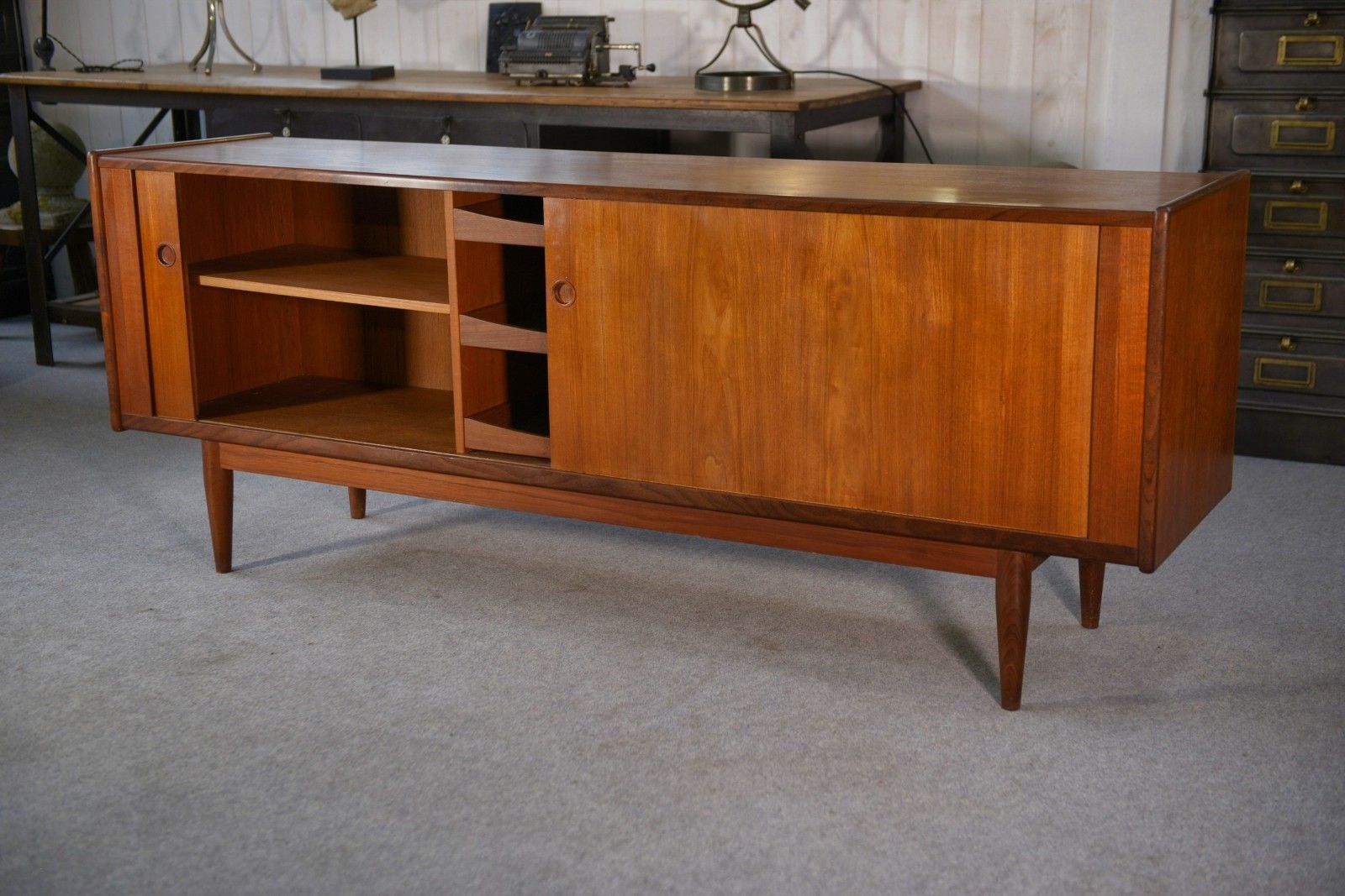 Scandinavian Teak Sliding Door Row By Svend Aage Larsen 1960's photo buy