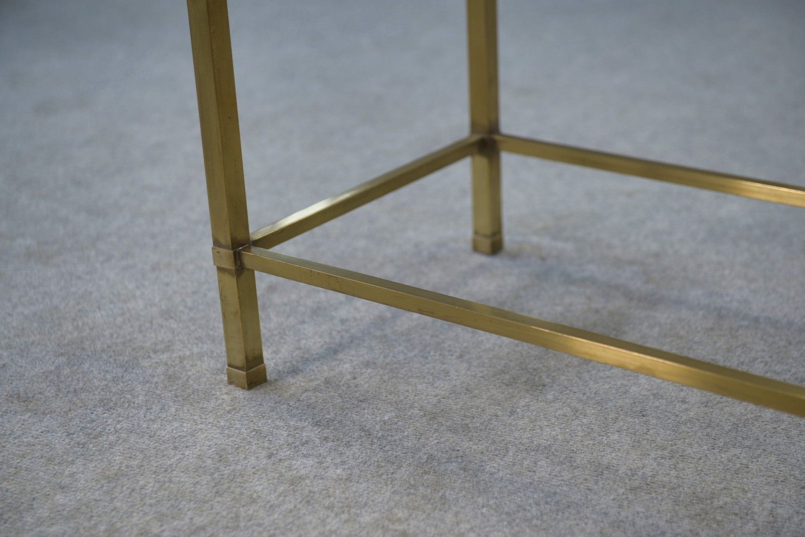 1950's Brass And Smoked Glass Coffee Table photo vintage