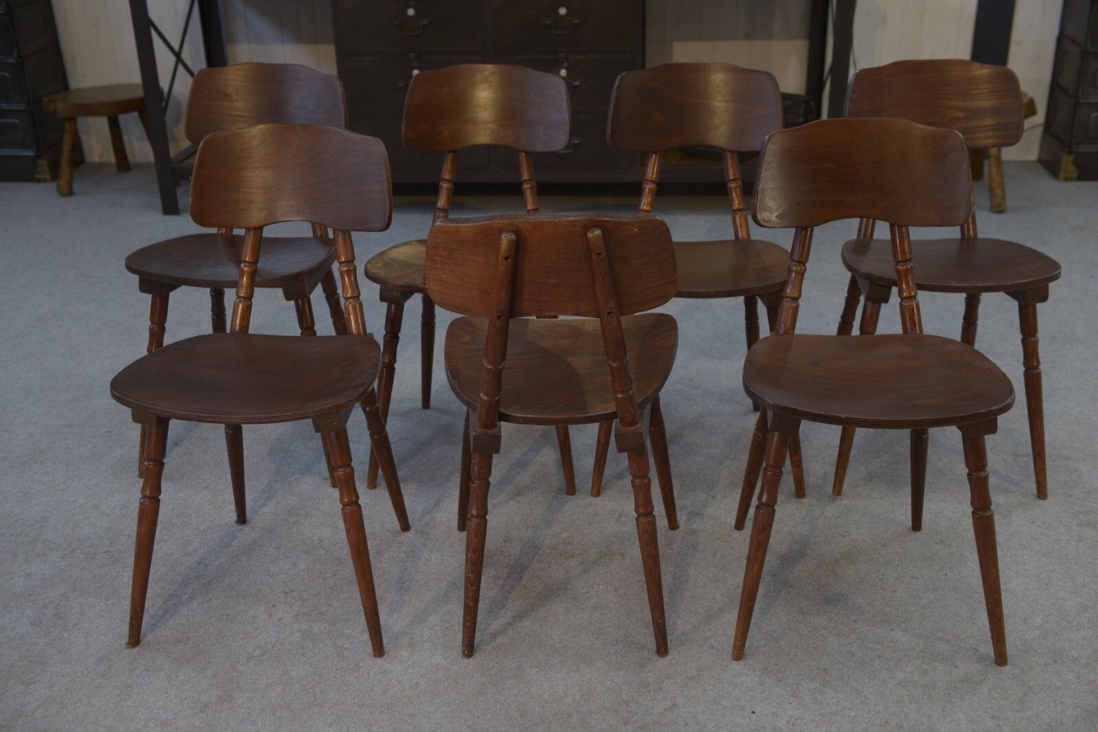 photo for sale Set Of 7 Oak And Beech Plywood Chairs