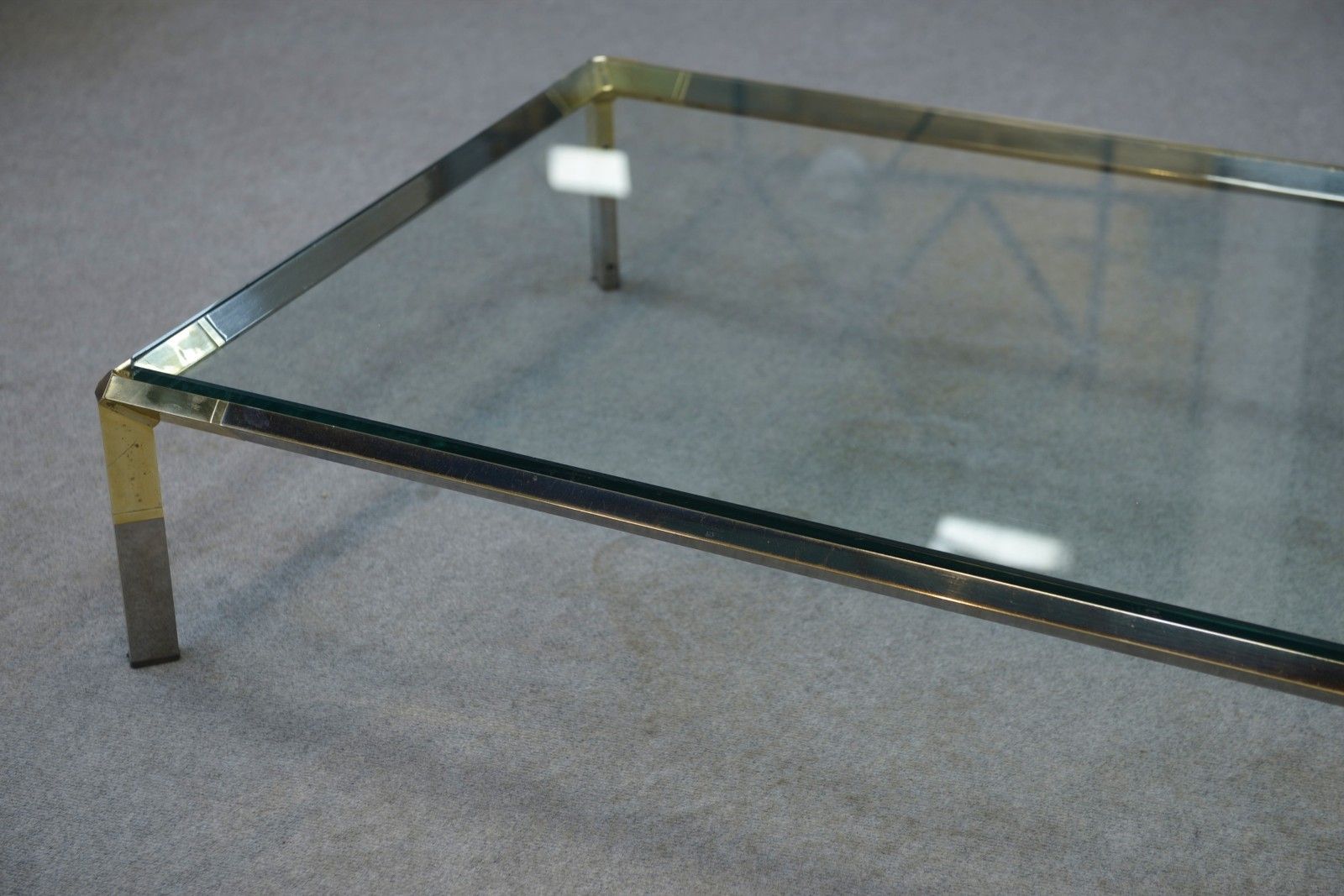 Glass And Chrome Metal Coffee Table By Philippe Parent France 1970's photo for sale