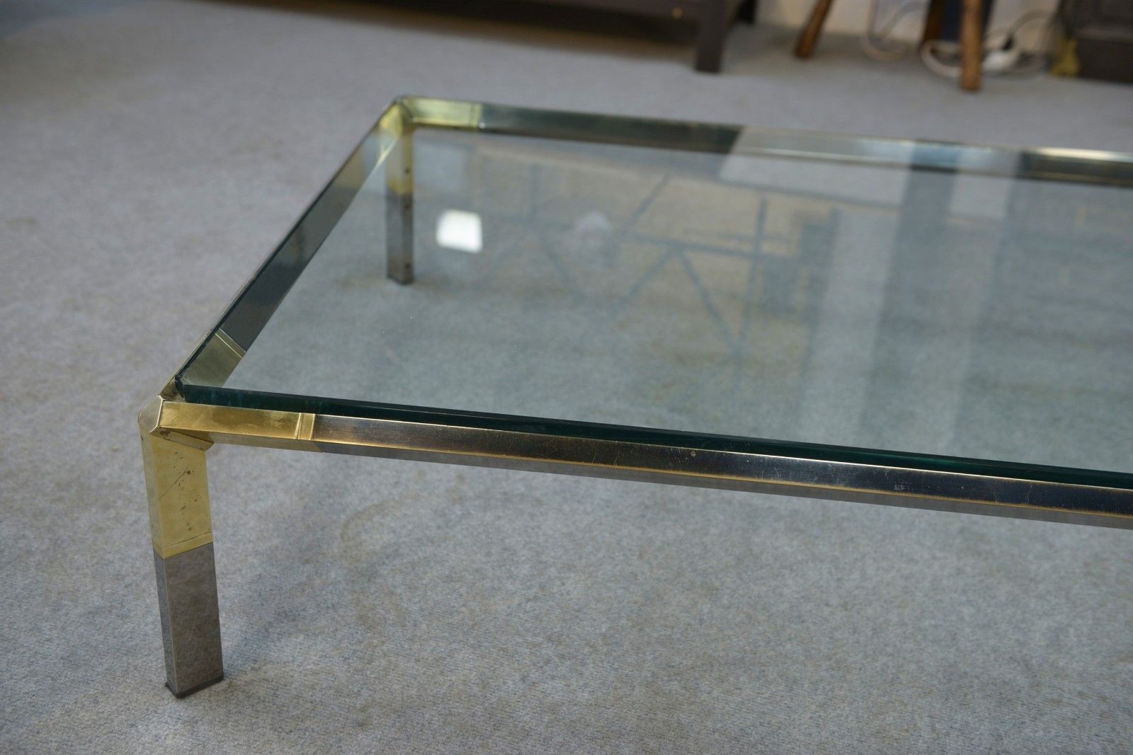 3306.0 Glass And Chrome Metal Coffee Table By Philippe Parent France 1970's photo