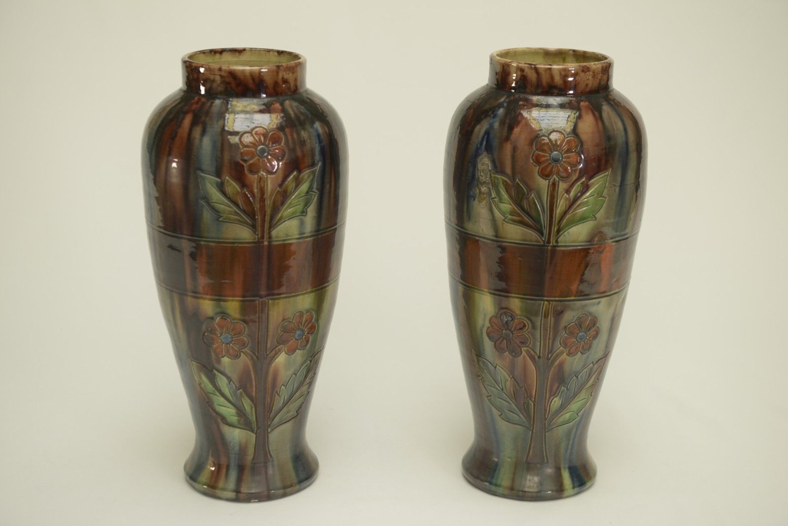 Pair Of Early 20th Century Slipper Vases Stamped Belgium 158 photo furniture