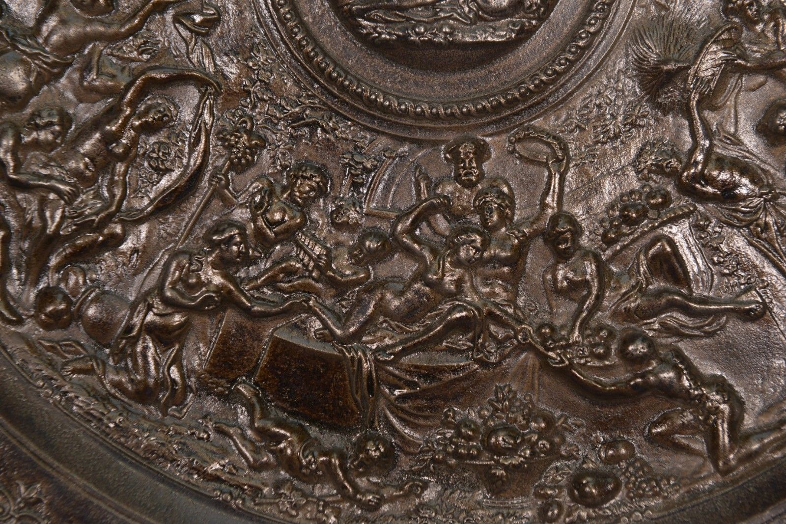 photo for sale Antique Cast Iron Steel Patina Bronze Wall Plate 19th Century