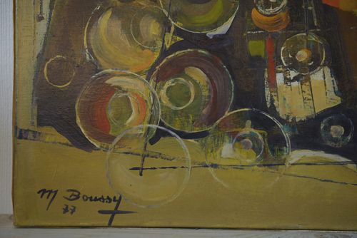 Painting On Canvas Abstract Art Signed Boussy 1977 photo 551.0