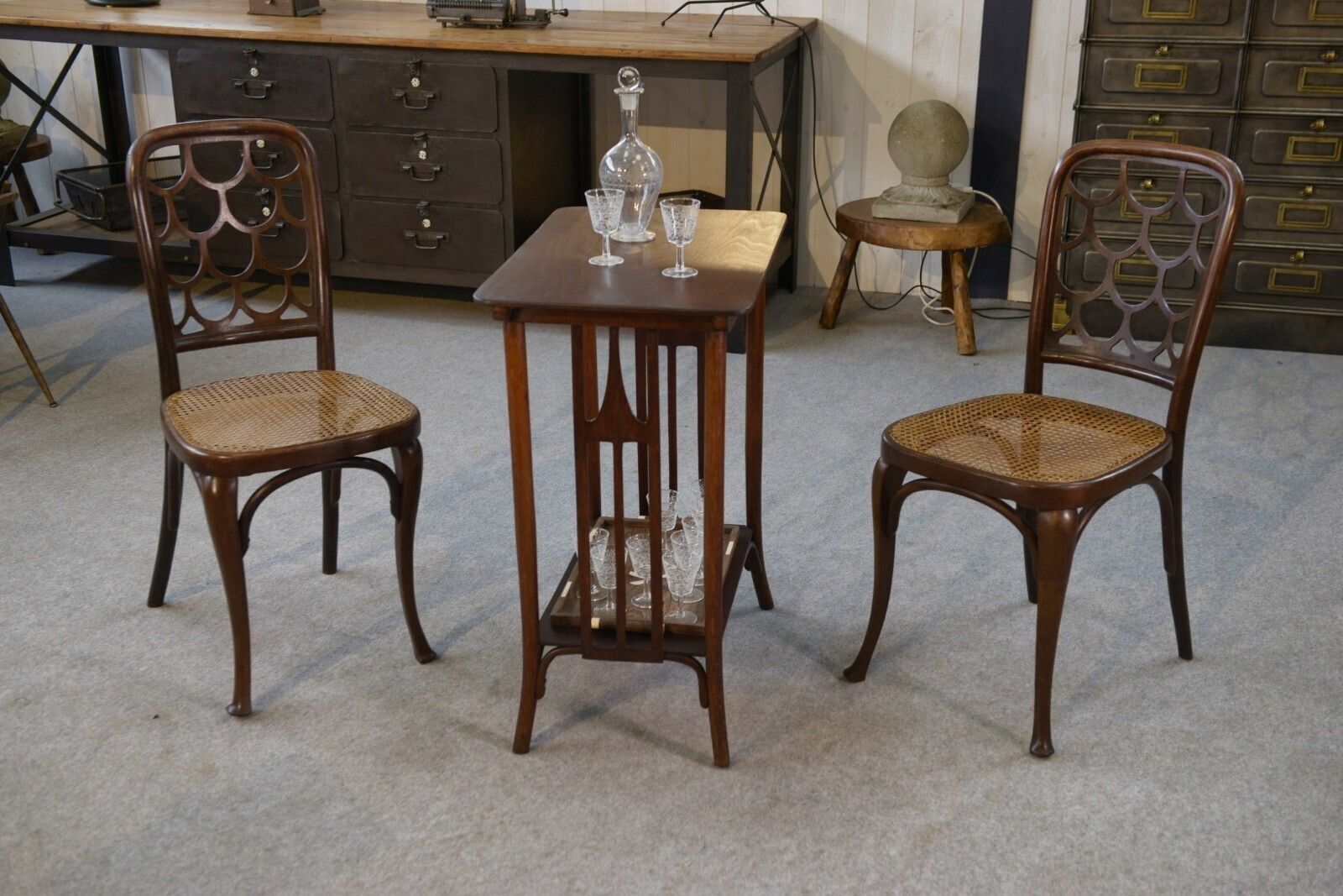 Pair Of Art Nouveau Curved Beech Wood Chairs Attributed To Koloman Moser photo furniture