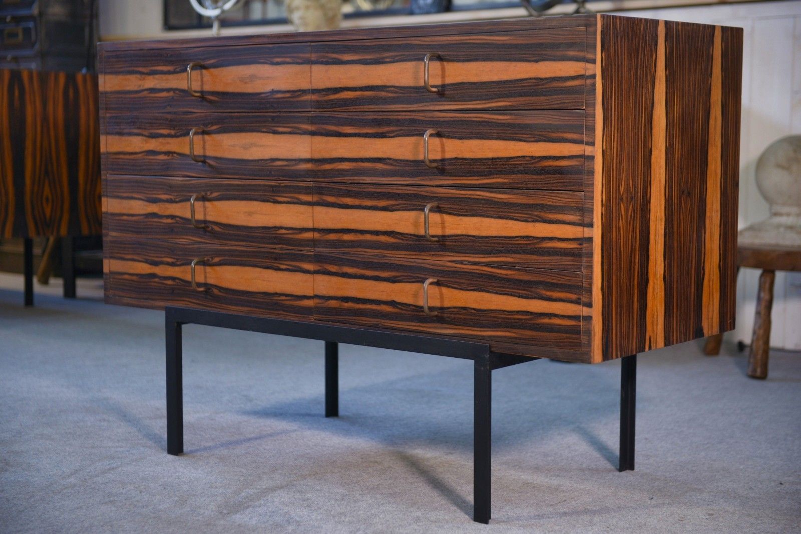 Gabon Ebony Design Chest Of Drawers 8 Drawers 1960's photo vintage