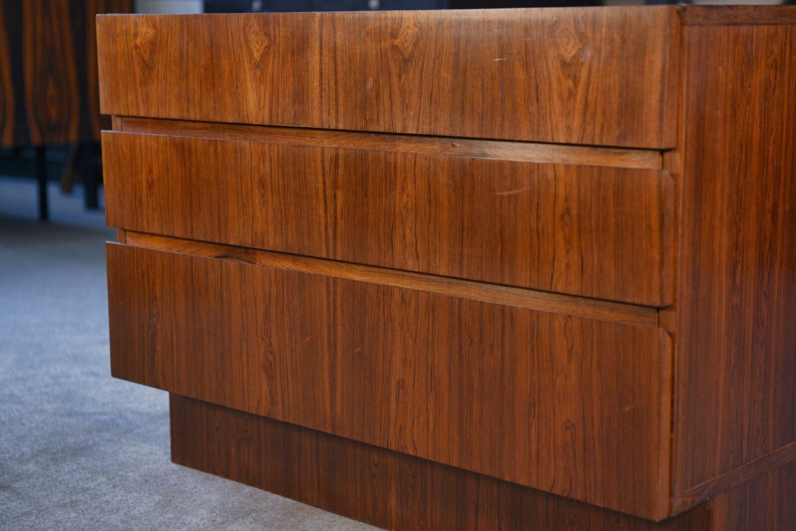 793.0 1960's Scandinavian Rosewood 3 Drawer Chest Of Drawers photo