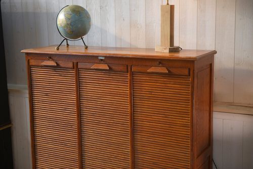 1950's "Au Vieux Chêne" Brand Wooden Shutter Notary Furniture photo for sale