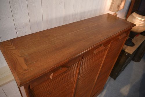 1950's "Au Vieux Chêne" Brand Wooden Shutter Notary Furniture photo vinterior