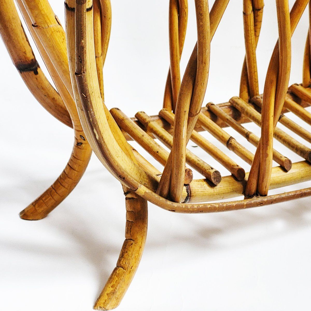 Italian Bamboo Magazine Rack, 1950s photo for sale