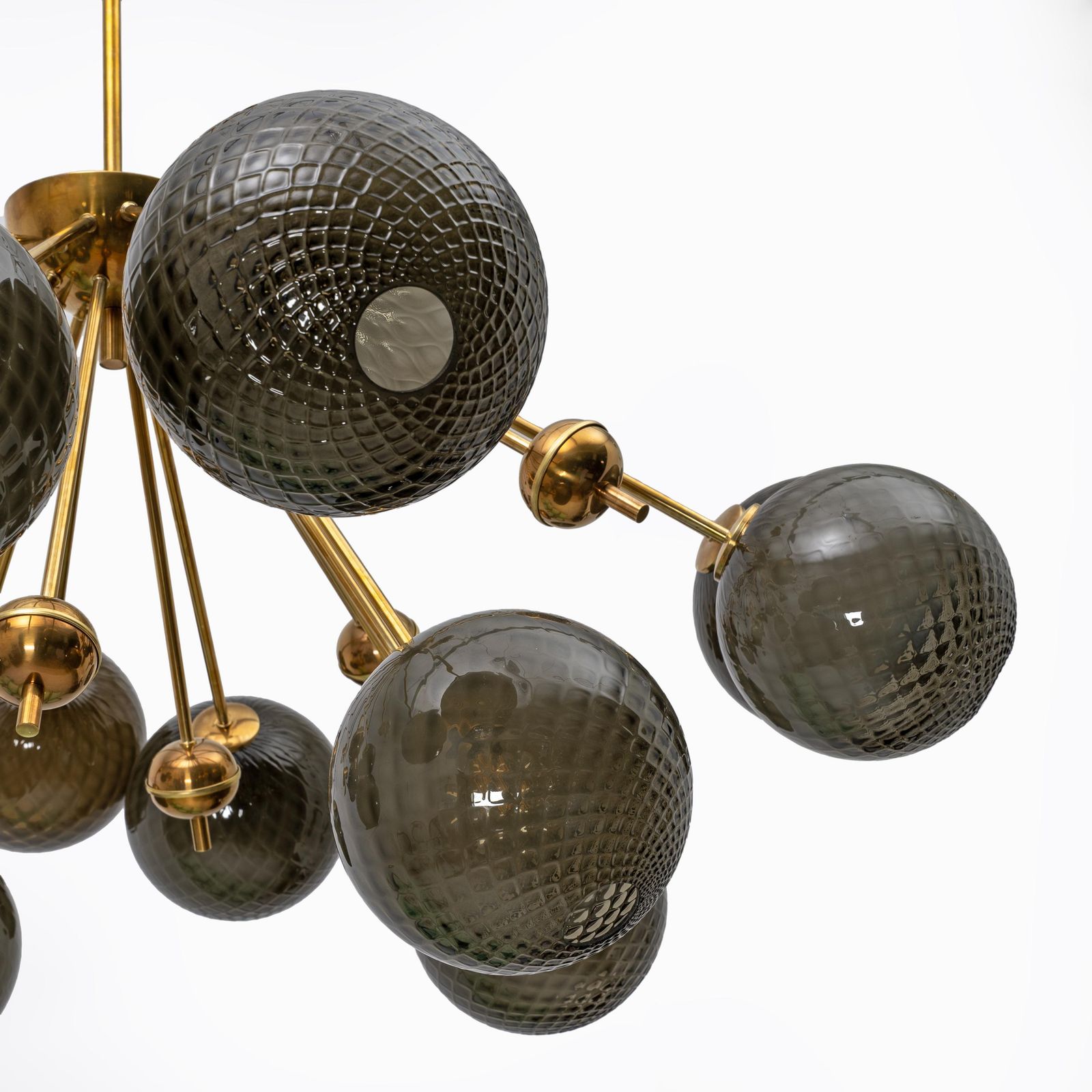 photo furniture “Galaxy” Chandelier In Brass And Fumé Murano Glass