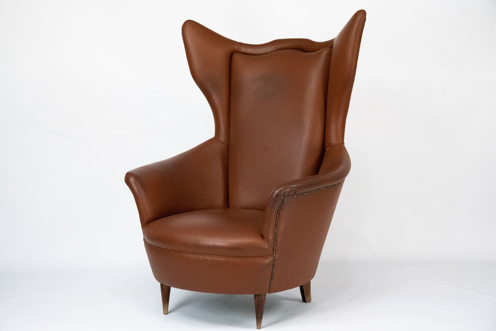 Mid Century Italian Wingback Armchair In Leatherette, 1950s photo furniture