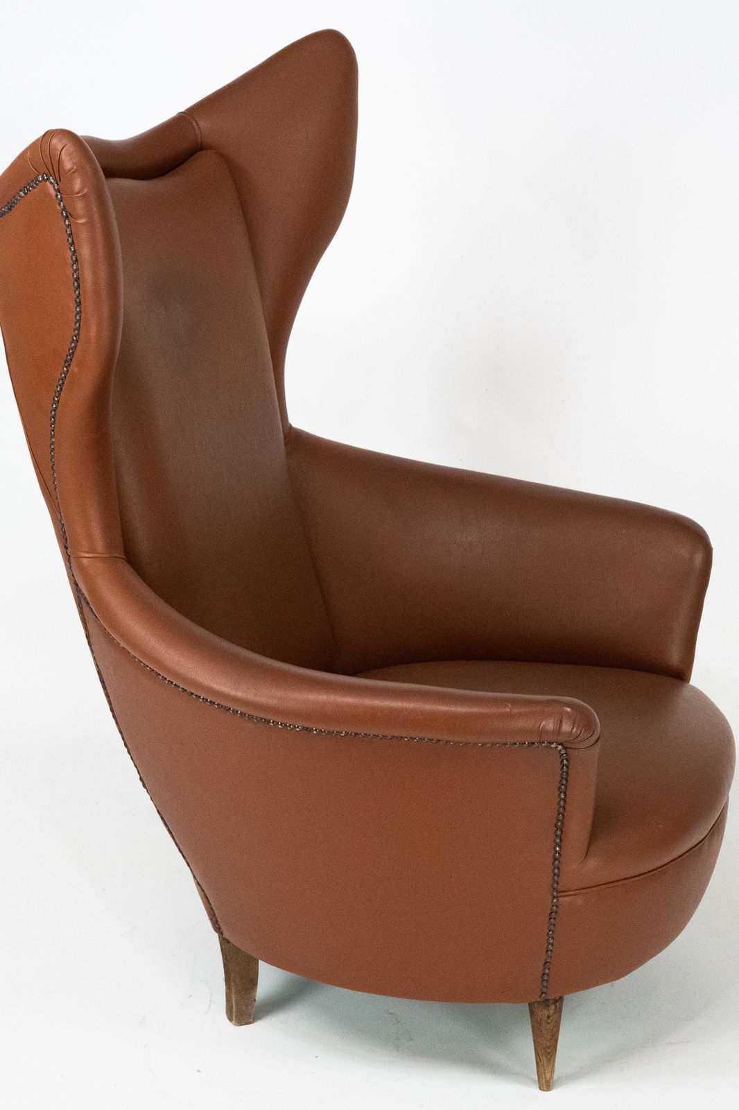 photo furniture Mid Century Italian Wingback Armchair In Leatherette, 1950s