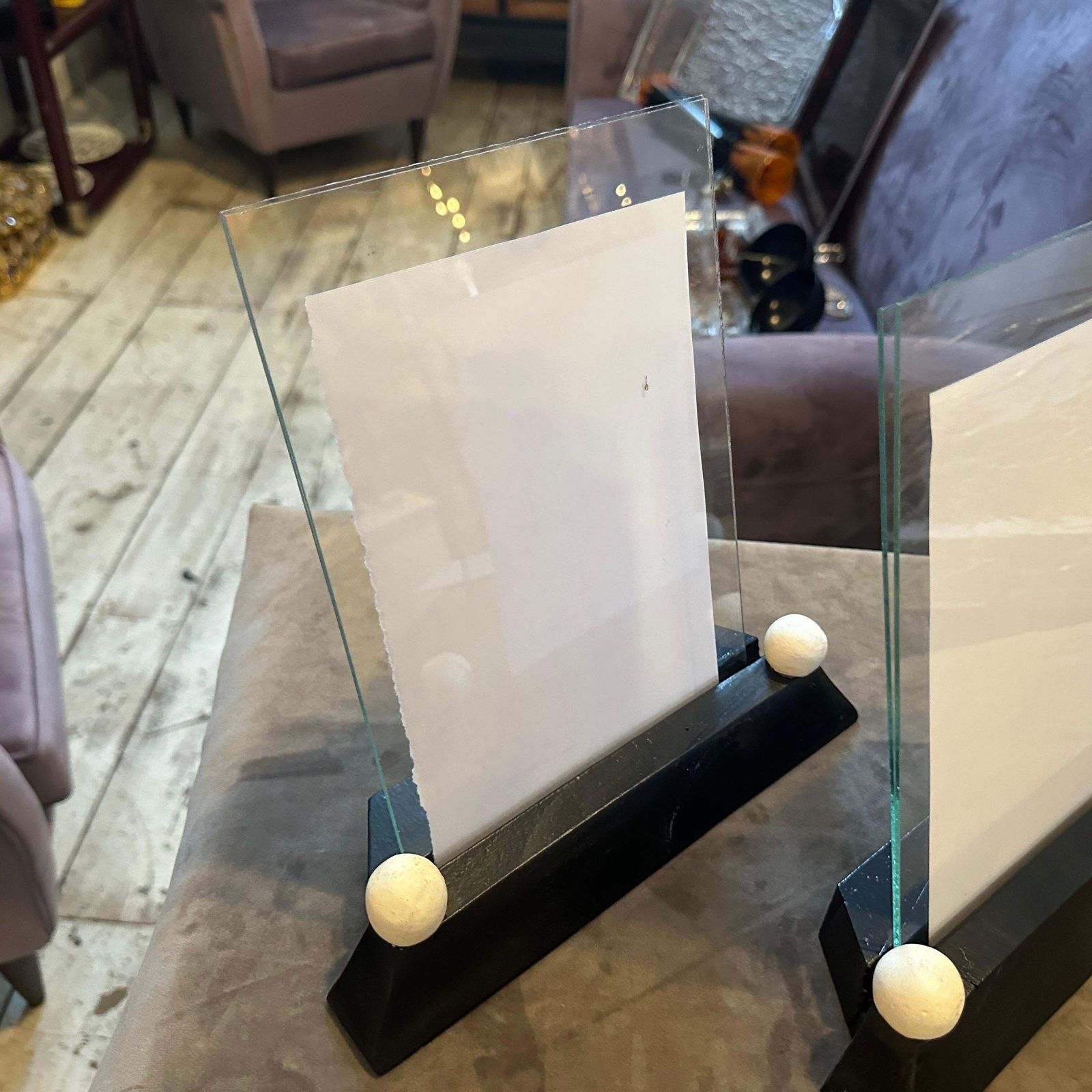Home Decor Two Art Deco Black And White Lacquered Wood And Glass French Picture Frames photo