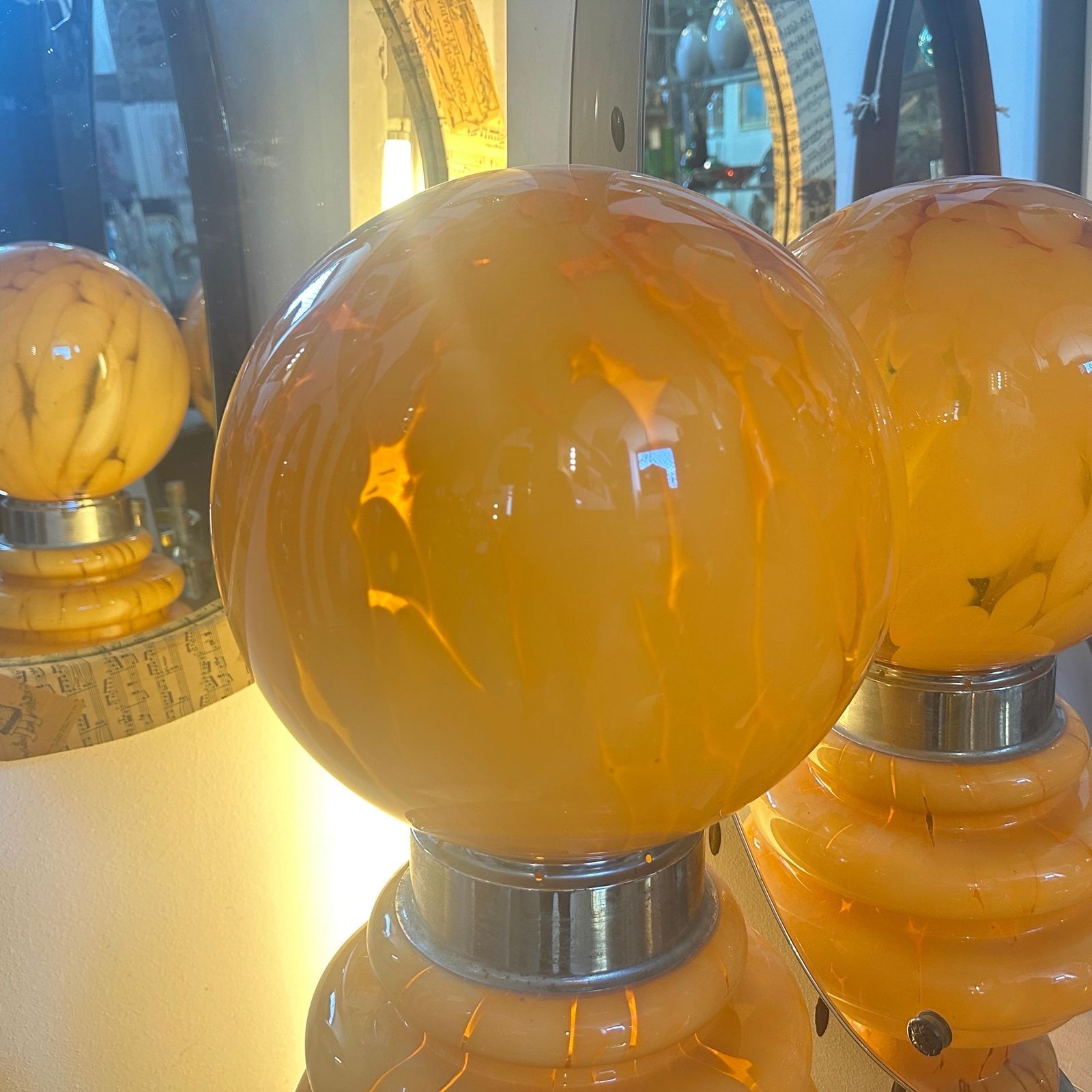 Lighting 1970s Space Age Yellow Glass And Metal Table Lamp Carlo Nason For Mazzega photo