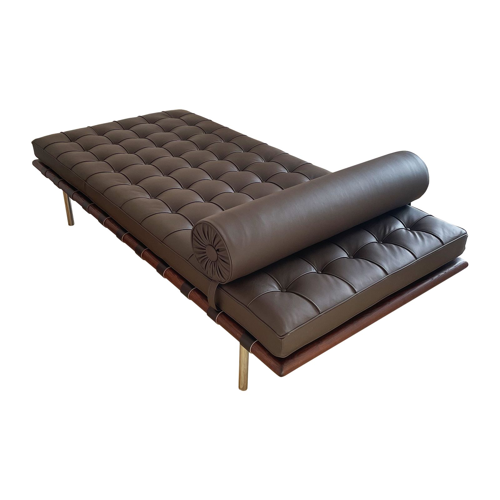 Barcelona Daybed By Ludwig Mies Van Der Rohe For Knoll, 1970s, Restored In Brown Leather photo vintage