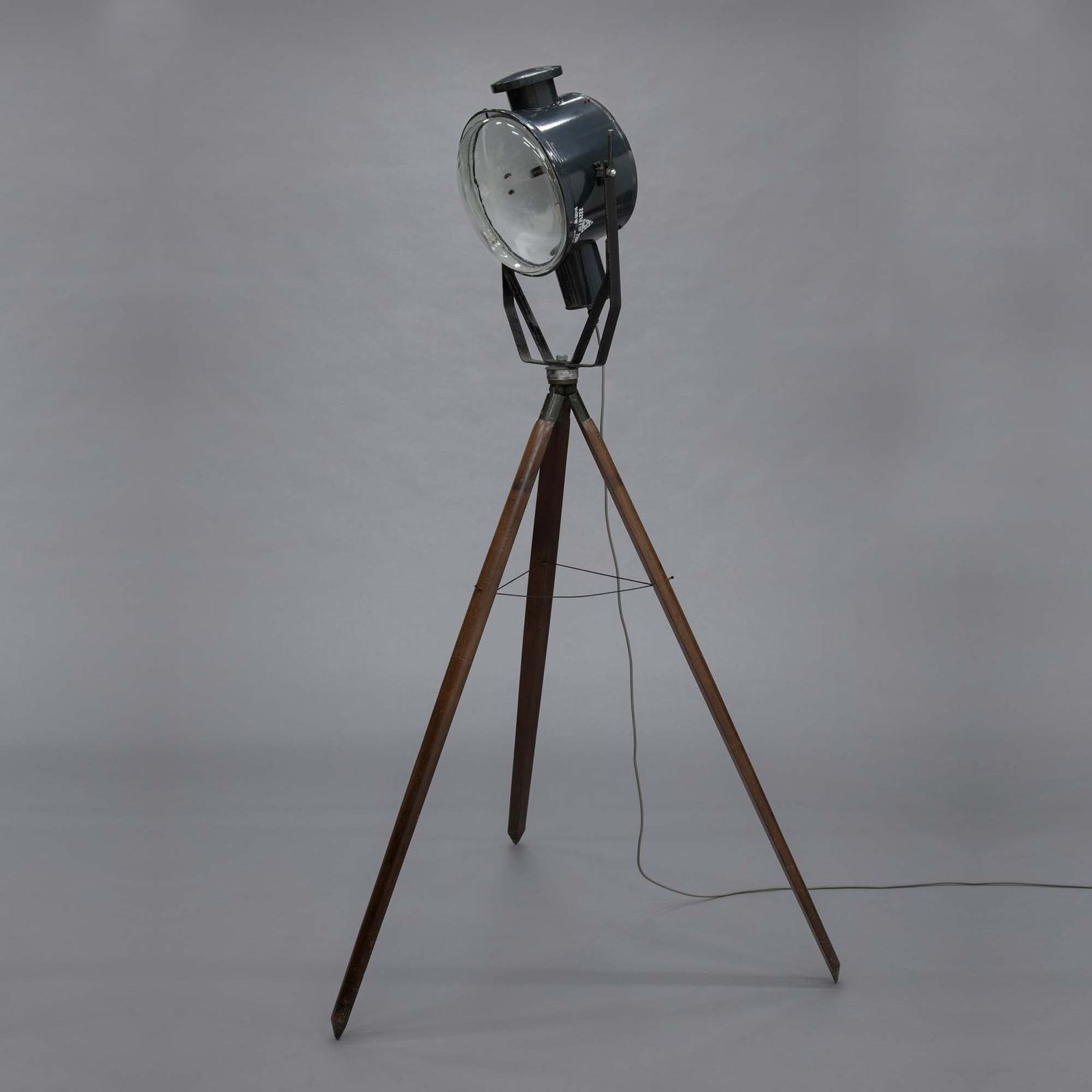 Hungarian Military Searchlight Floor Lamp On Wooden Tripod photo furniture