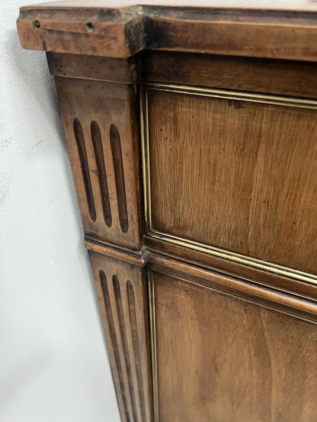 Furniture Louis XVI Style Mahogany Commode With A Grey Veined Marble Top 19th Century photo