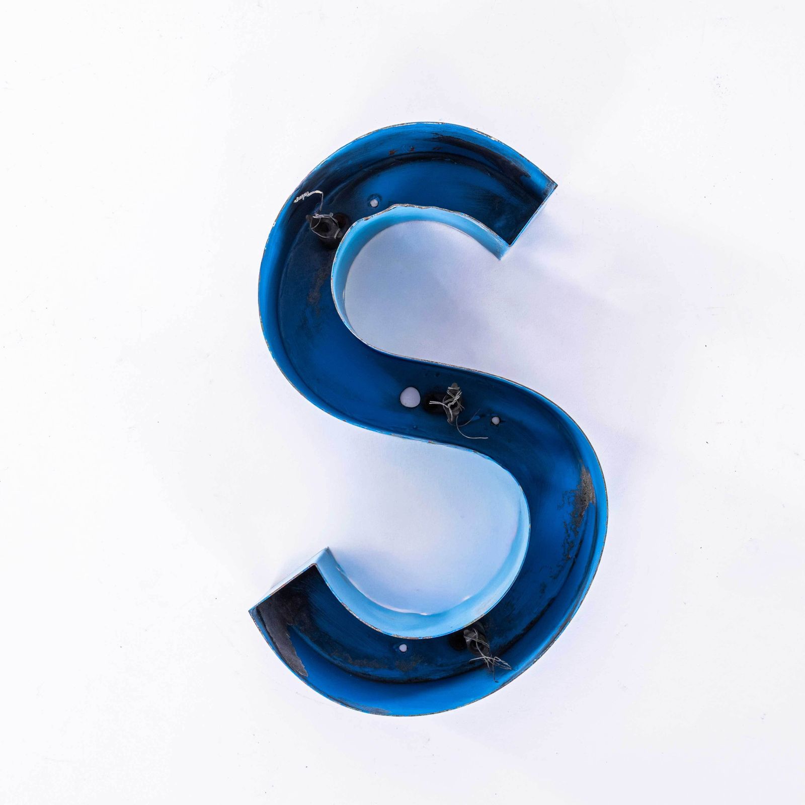 1950's Original Large French Metal Shop Signage Letters   Letter S