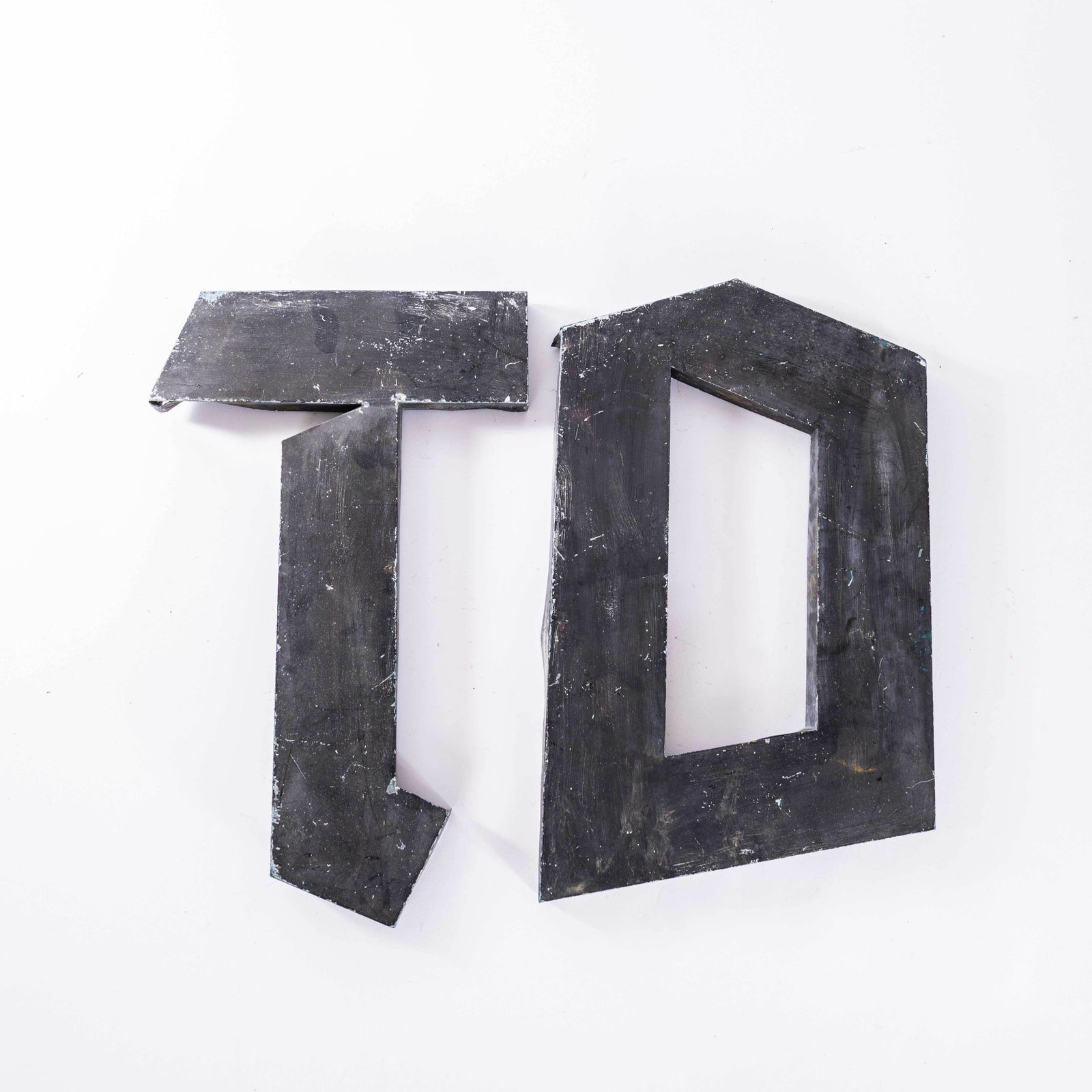 1950's Original Large French Metal Shop Signage Letters   Letter T photo furniture