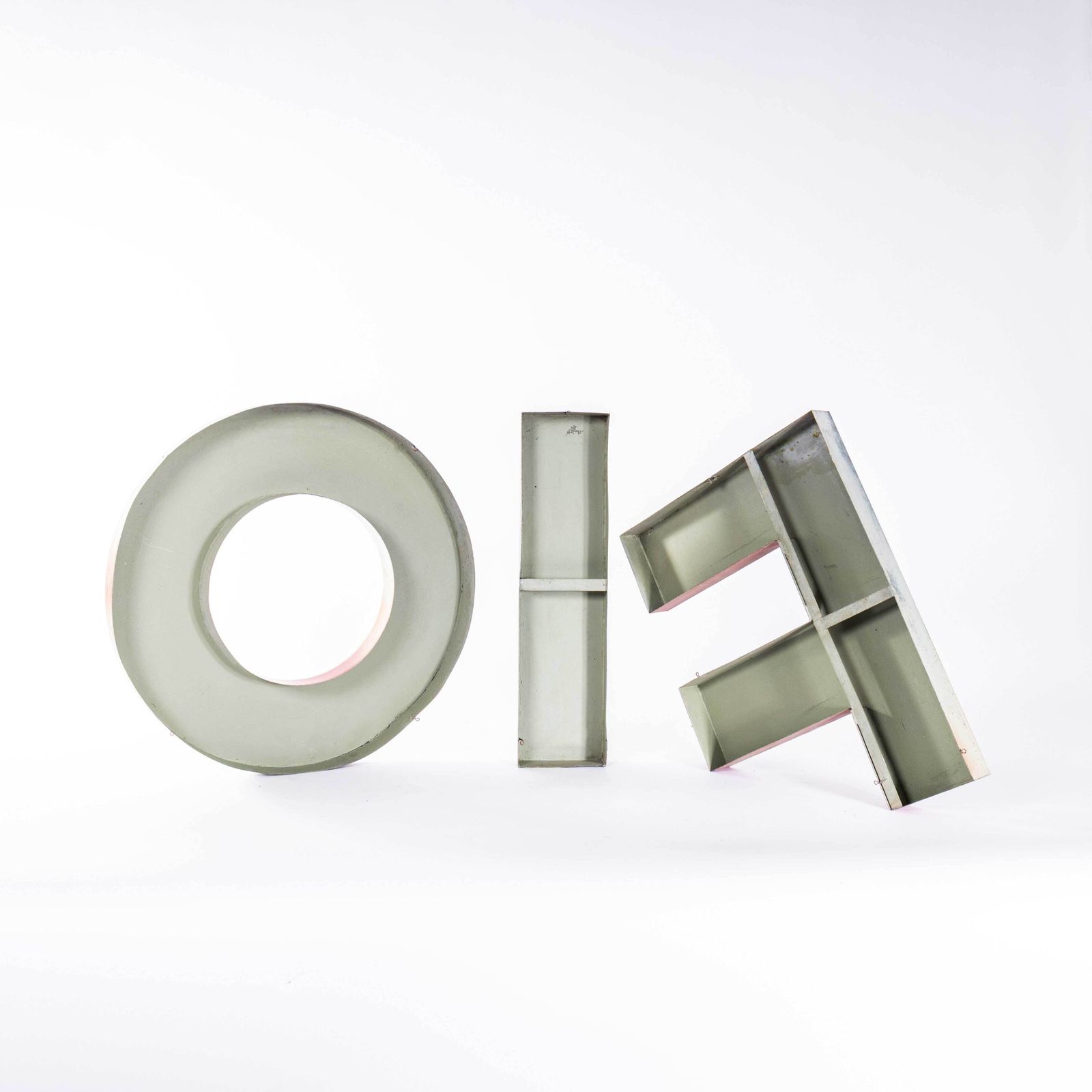 1950's Original Large French Metal Shop Signage Letters   Letter U photo for sale