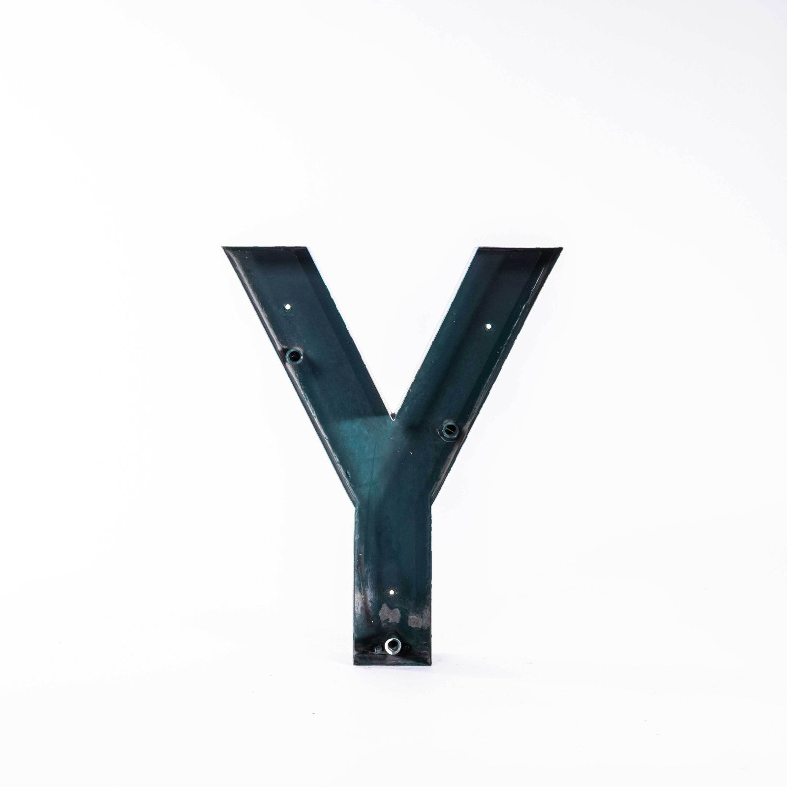 1950's Original Large French Metal Shop Signage Letters   Letter Y