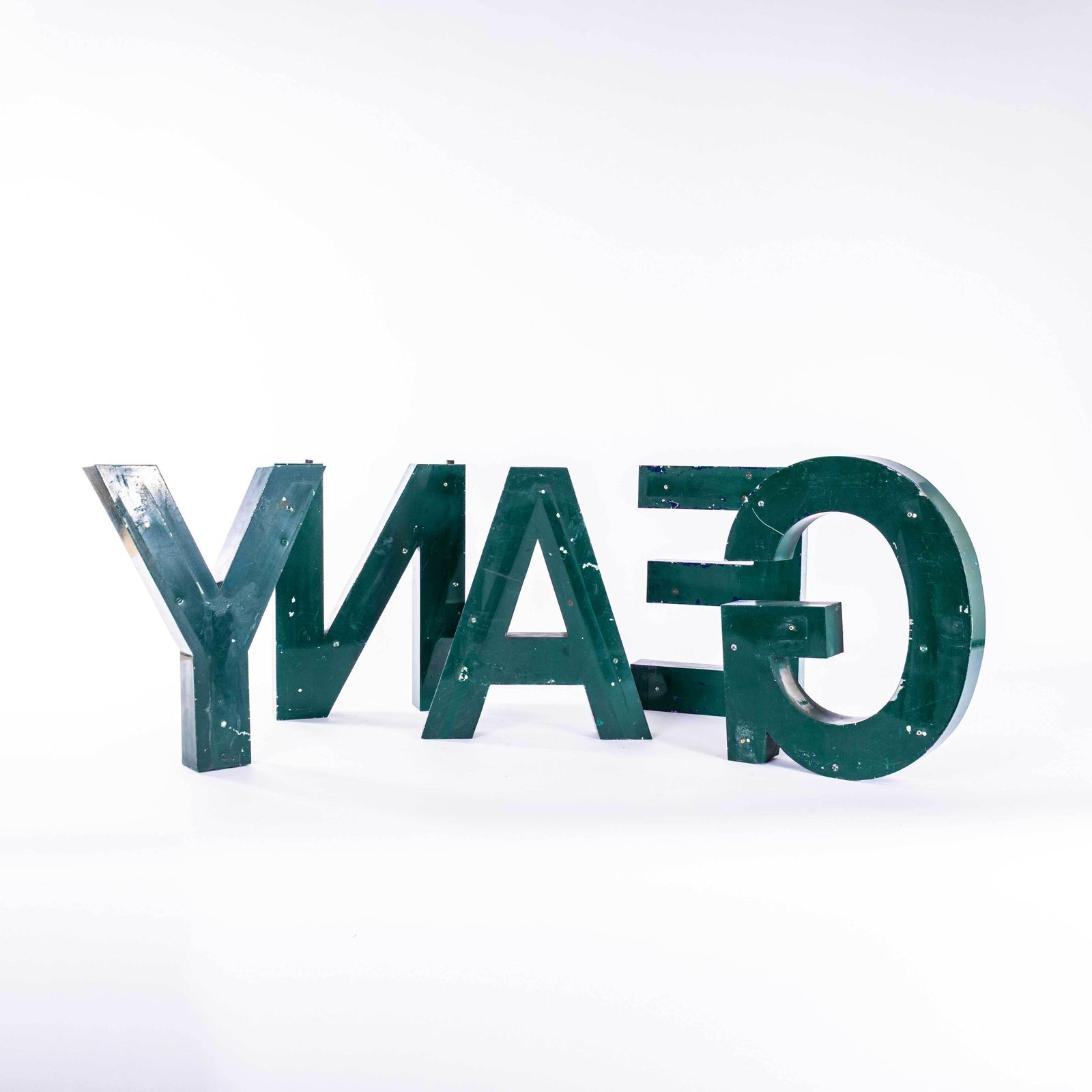 1950's Original Large French Metal Shop Signage Letters   Letter Y photo for sale
