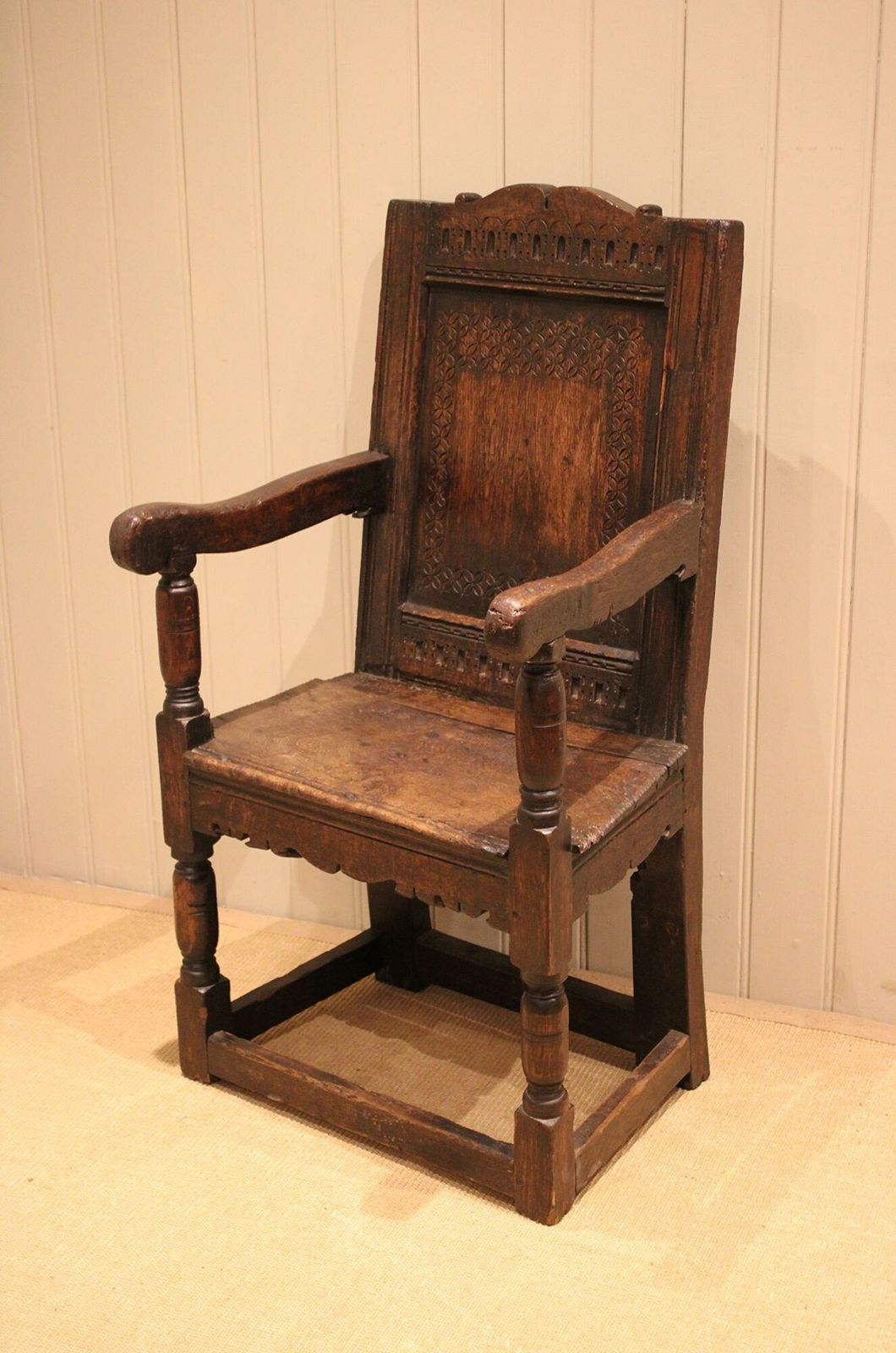 Oak Wainscot Chair, 1800s, Antique photo vinterior
