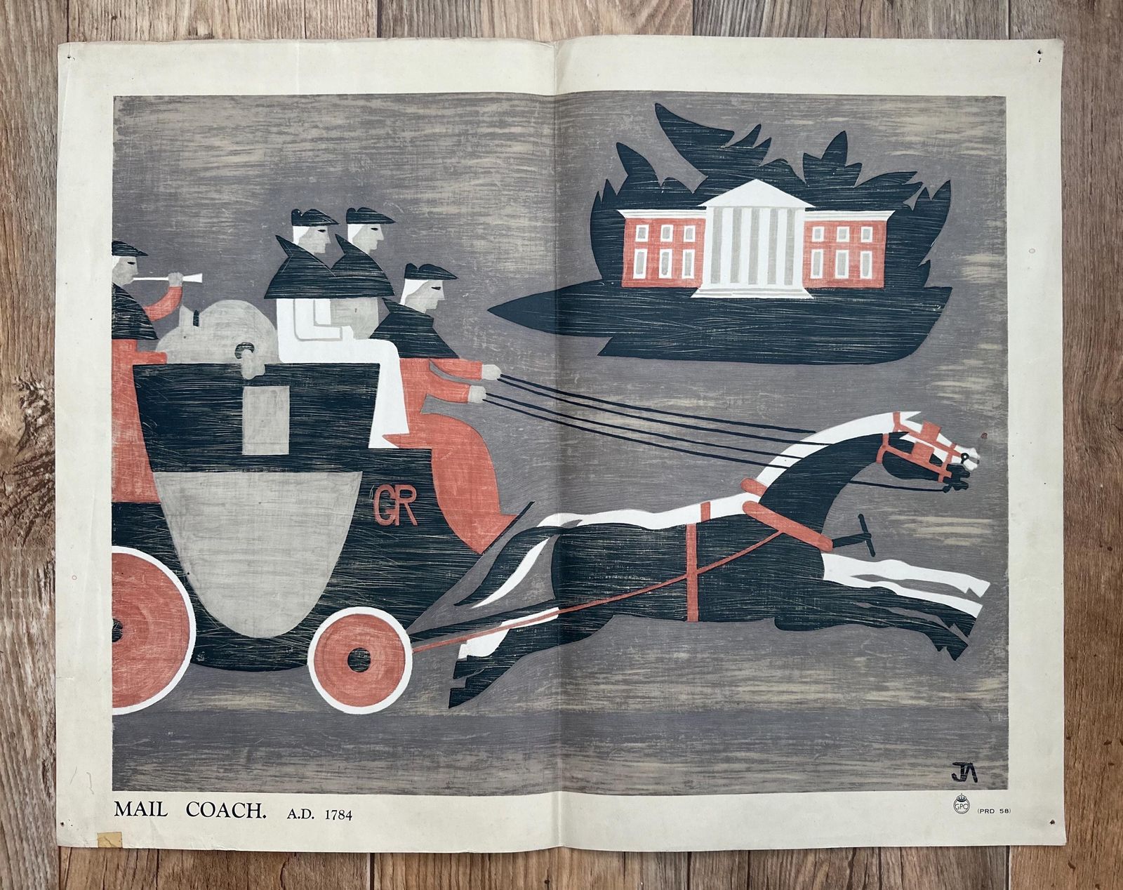 Original Gpo John Armstrong Poster Mailcoach A.D 1784 Lithograph Circa 1935