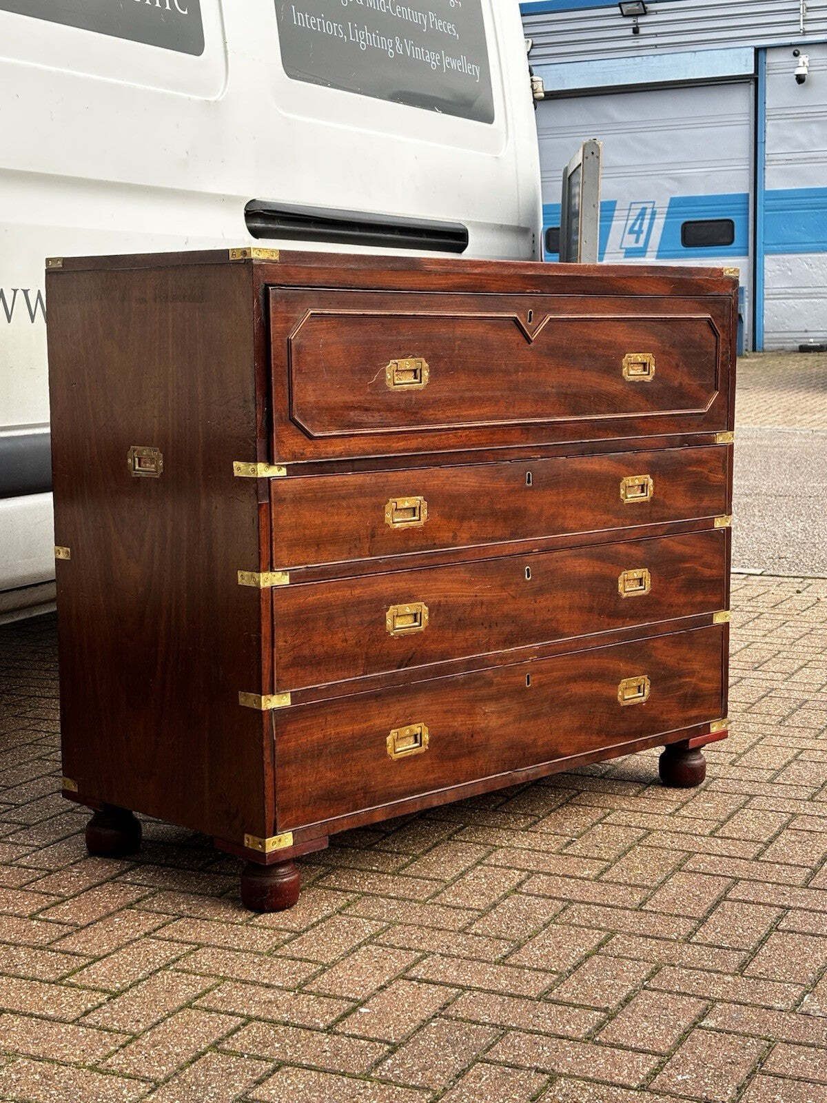 Mahogany Campaign Secretaire Chest Of Drawers. photo vinterior