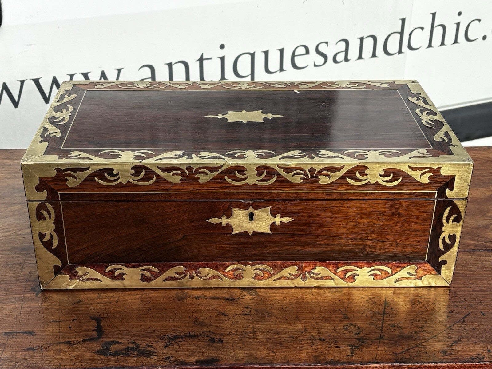 Victorian Boulle & Mahogany Writing Box With Fitted Interior, Secret Drawers. photo for sale