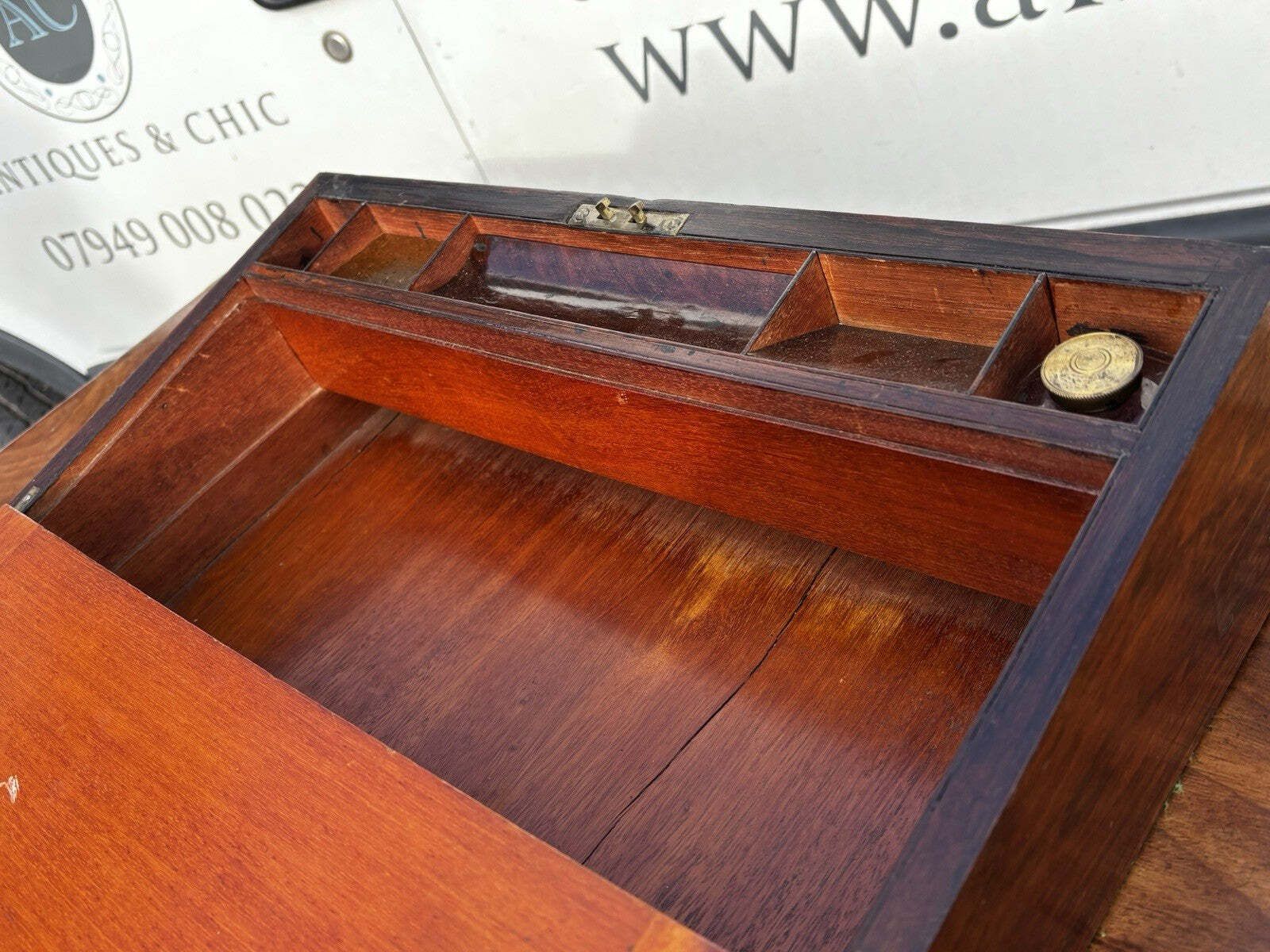photo furniture Victorian Boulle & Mahogany Writing Box With Fitted Interior, Secret Drawers.